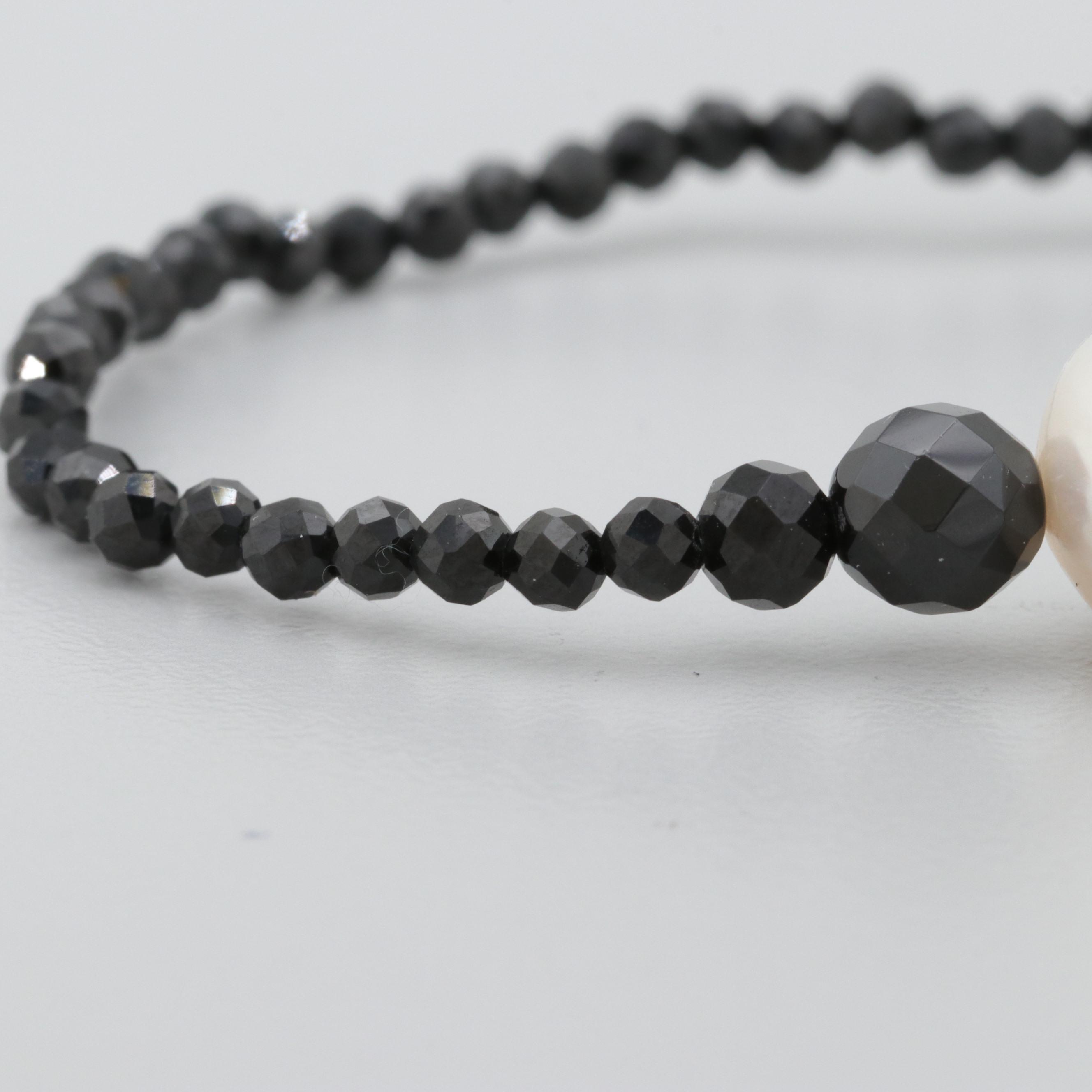 Expandable Cultured Pearl and Synthetic Spinel Bracelet