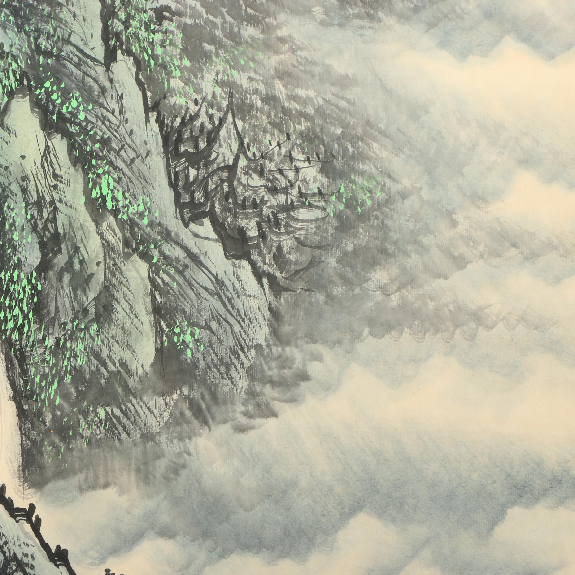 Qian Songyan Watercolor Painted Hanging Scroll