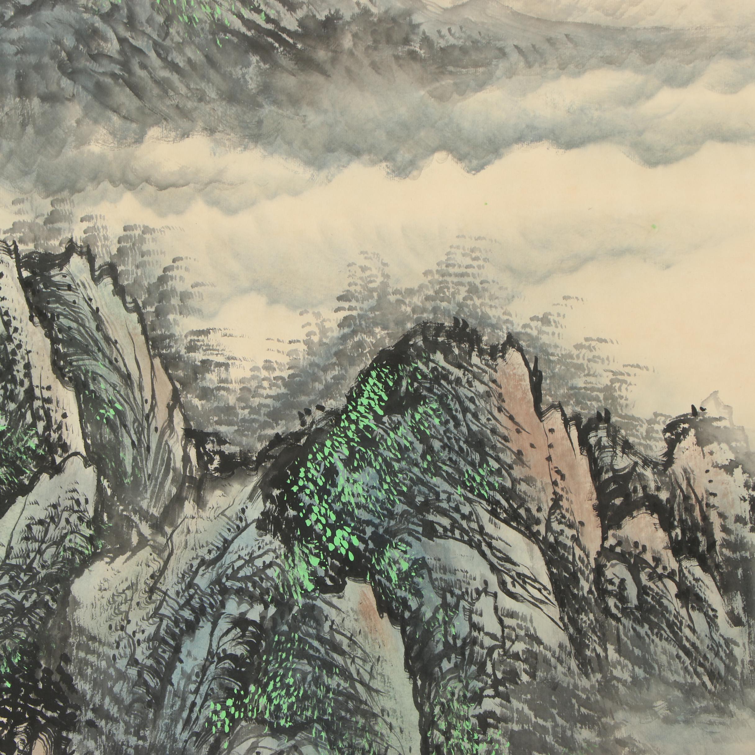 Qian Songyan Watercolor Painted Hanging Scroll