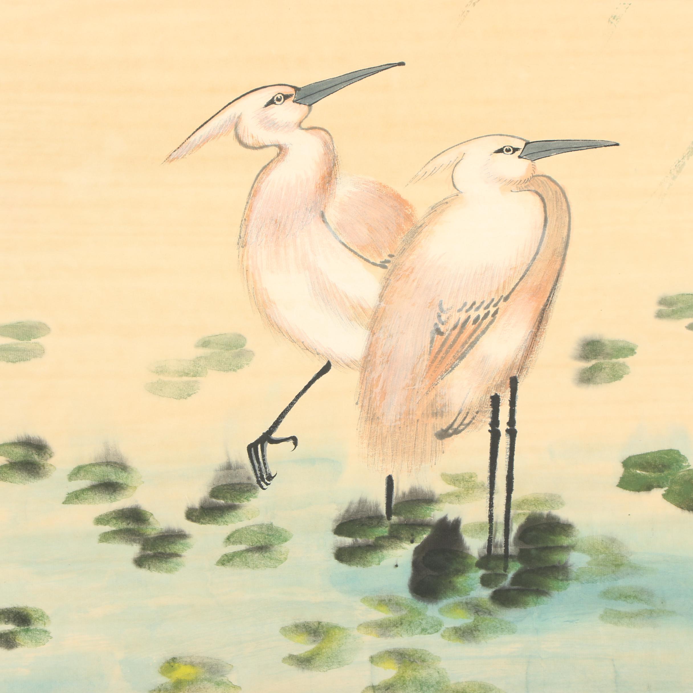 Chinese Watercolor Painted Hanging Scrolls