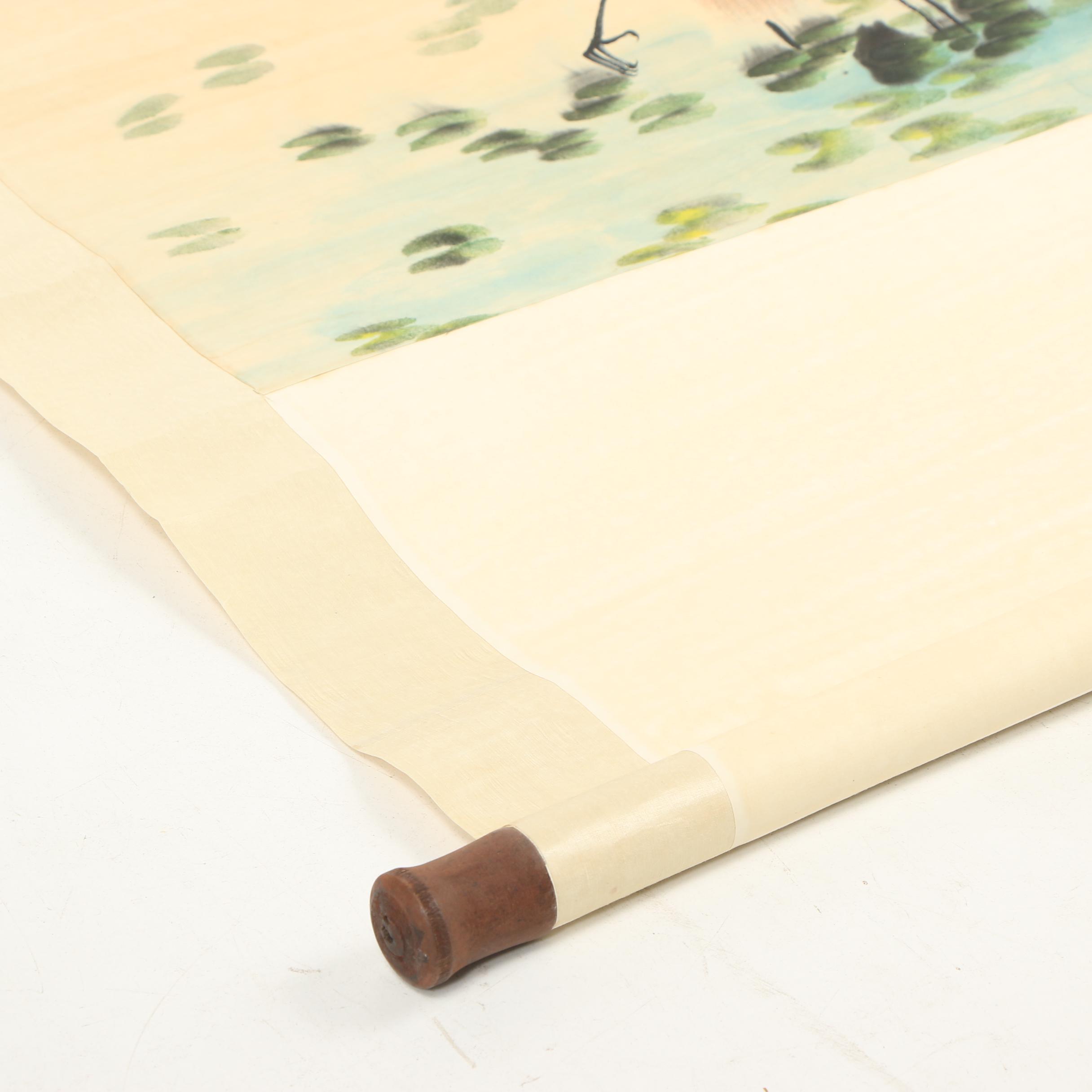 Chinese Watercolor Painted Hanging Scrolls