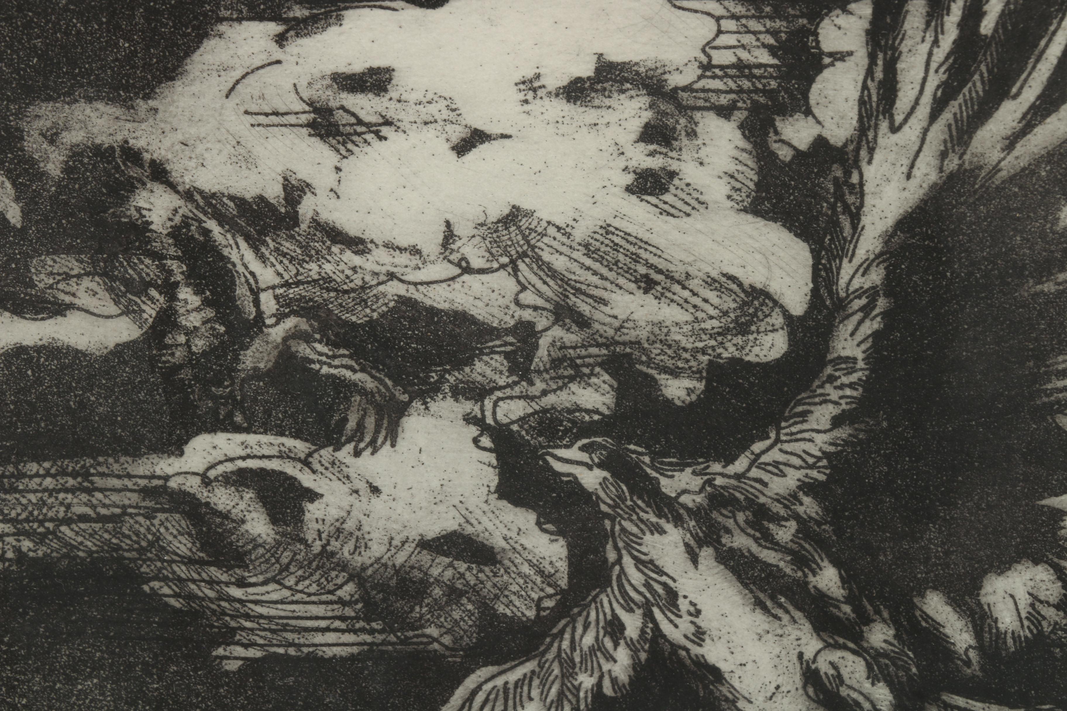 Artist Proof Aquatint Etching "Night Flight"