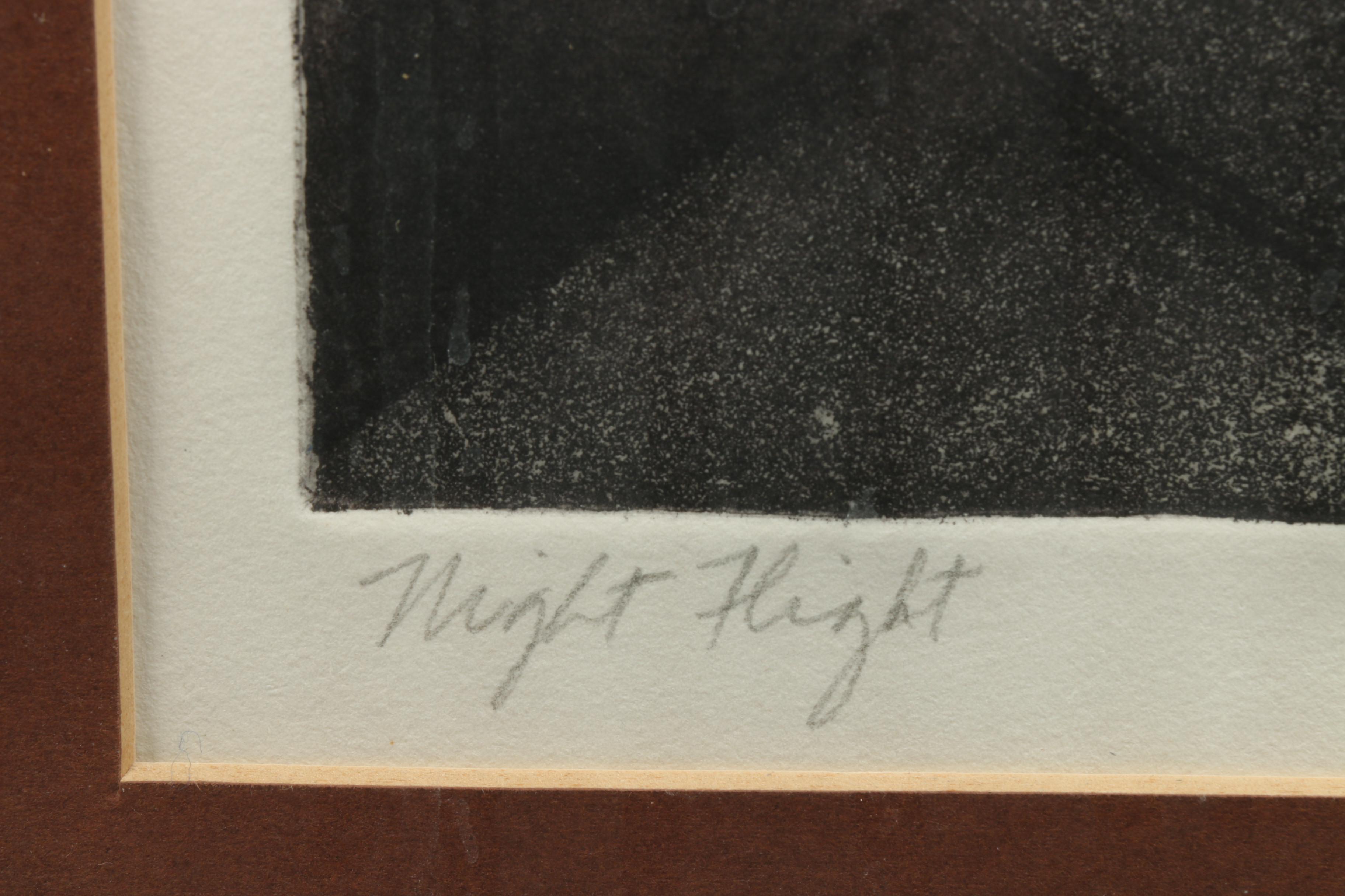 Artist Proof Aquatint Etching "Night Flight"