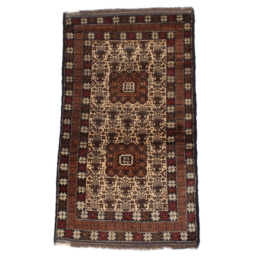 2'8 x 4'9 Hand-Knotted Persian Baluch Rug, circa 1930