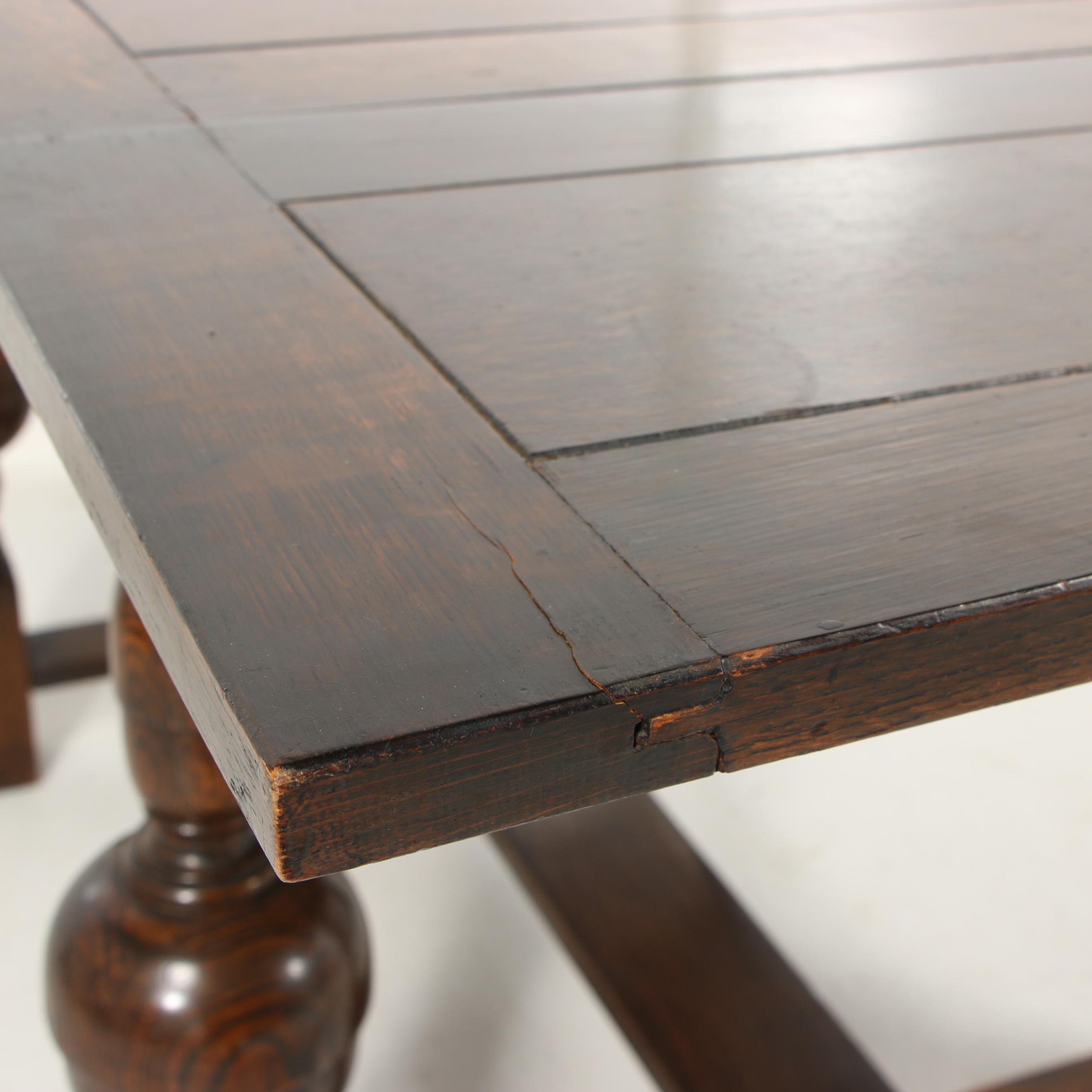 Jacobean Revival Style Oak Draw Leaf Table, 20th Century