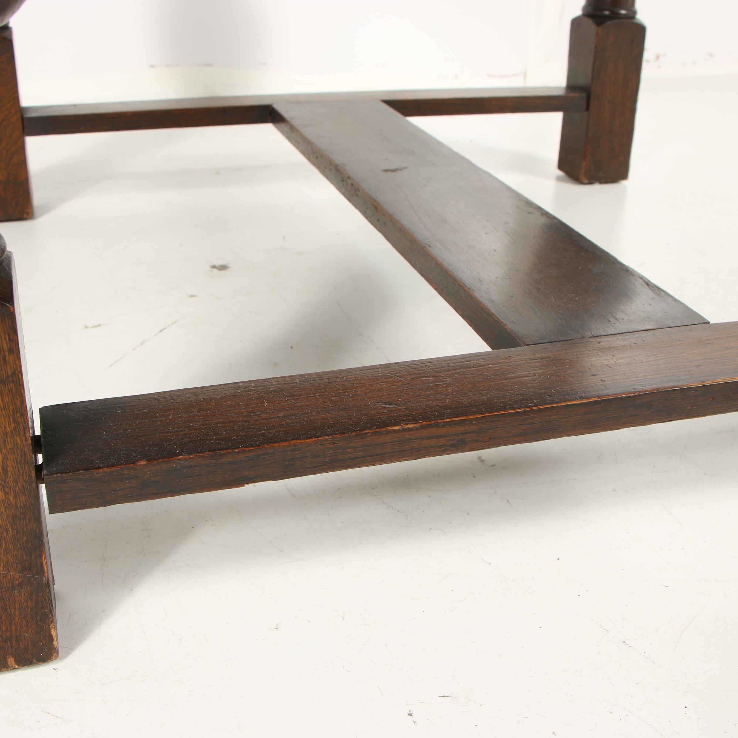 Jacobean Revival Style Oak Draw Leaf Table, 20th Century