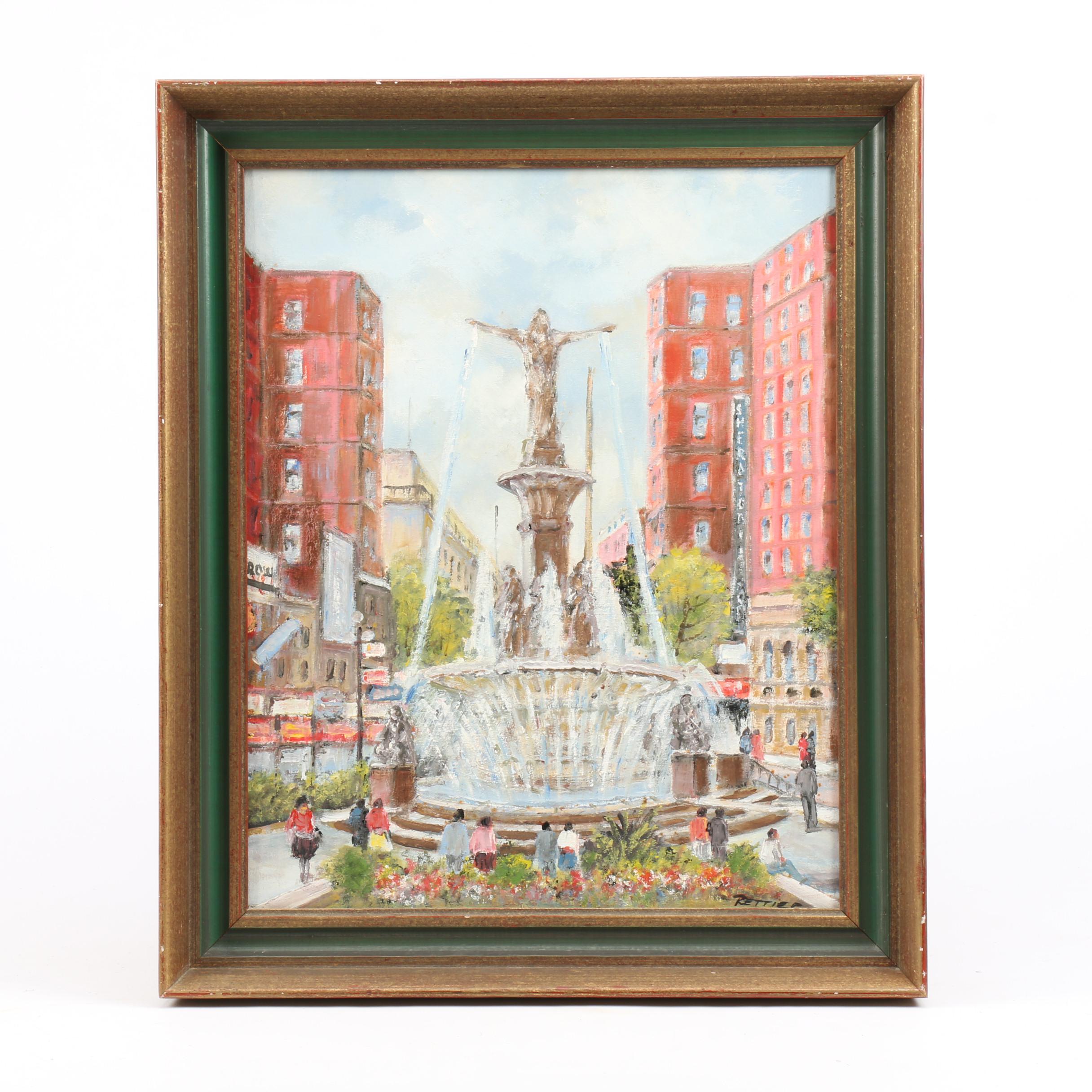 Joseph Rettier Oil Painting of The Genius of Water Cincinnati Ohio