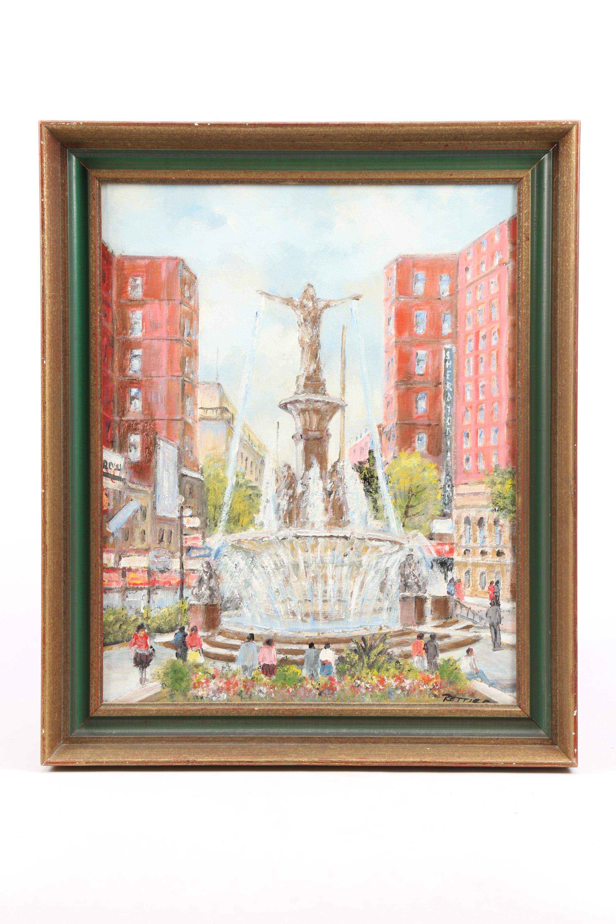 Joseph Rettier Oil Painting of The Genius of Water Cincinnati Ohio