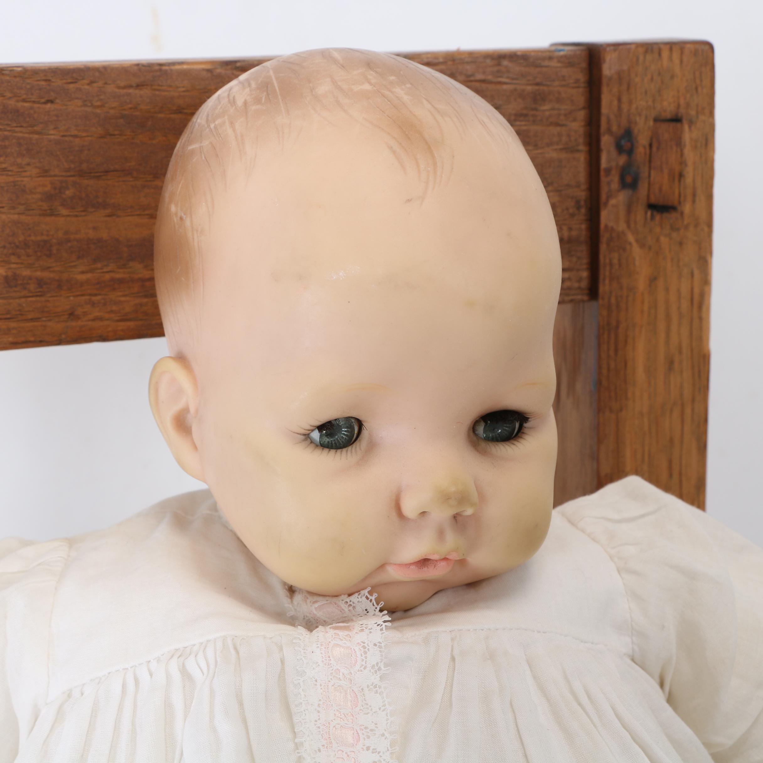 Madame Alexander "Victoria" Baby Doll with Wood High Chair, c.1966