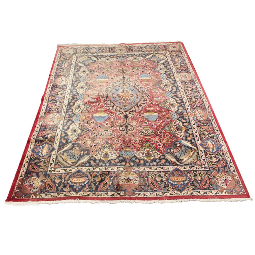 9'10 x 13'2 Hand-Knotted Persian Kashmar Pictorial Room Size Rug, circa 1960