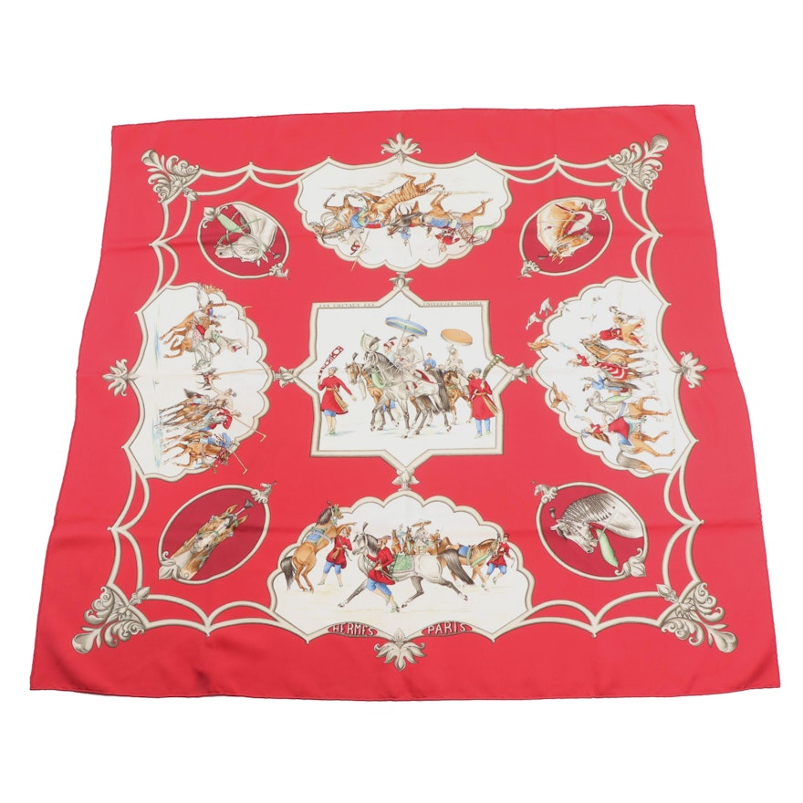 Hermès of Paris "Les Chevaux de Empereurs Moghols" Silk Scarf by Joachim Metz