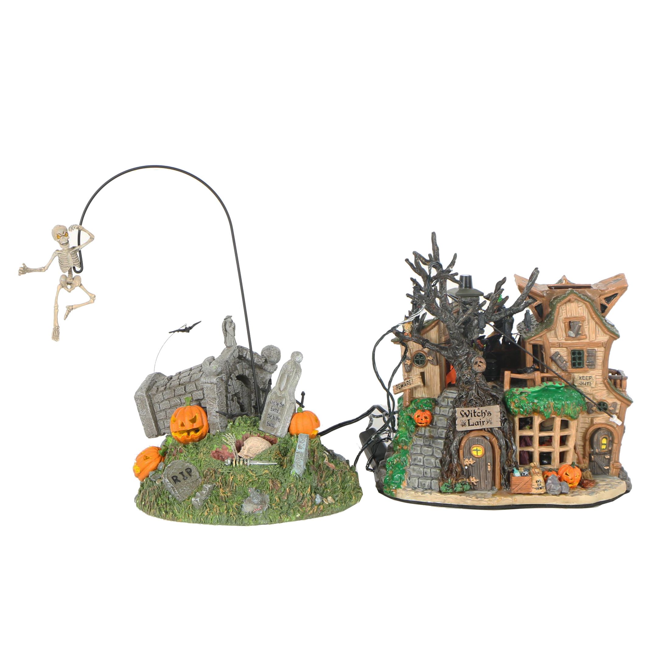 Department 56 "Escape From the Crypt" and Lemax "Witch's Lair" Figurines