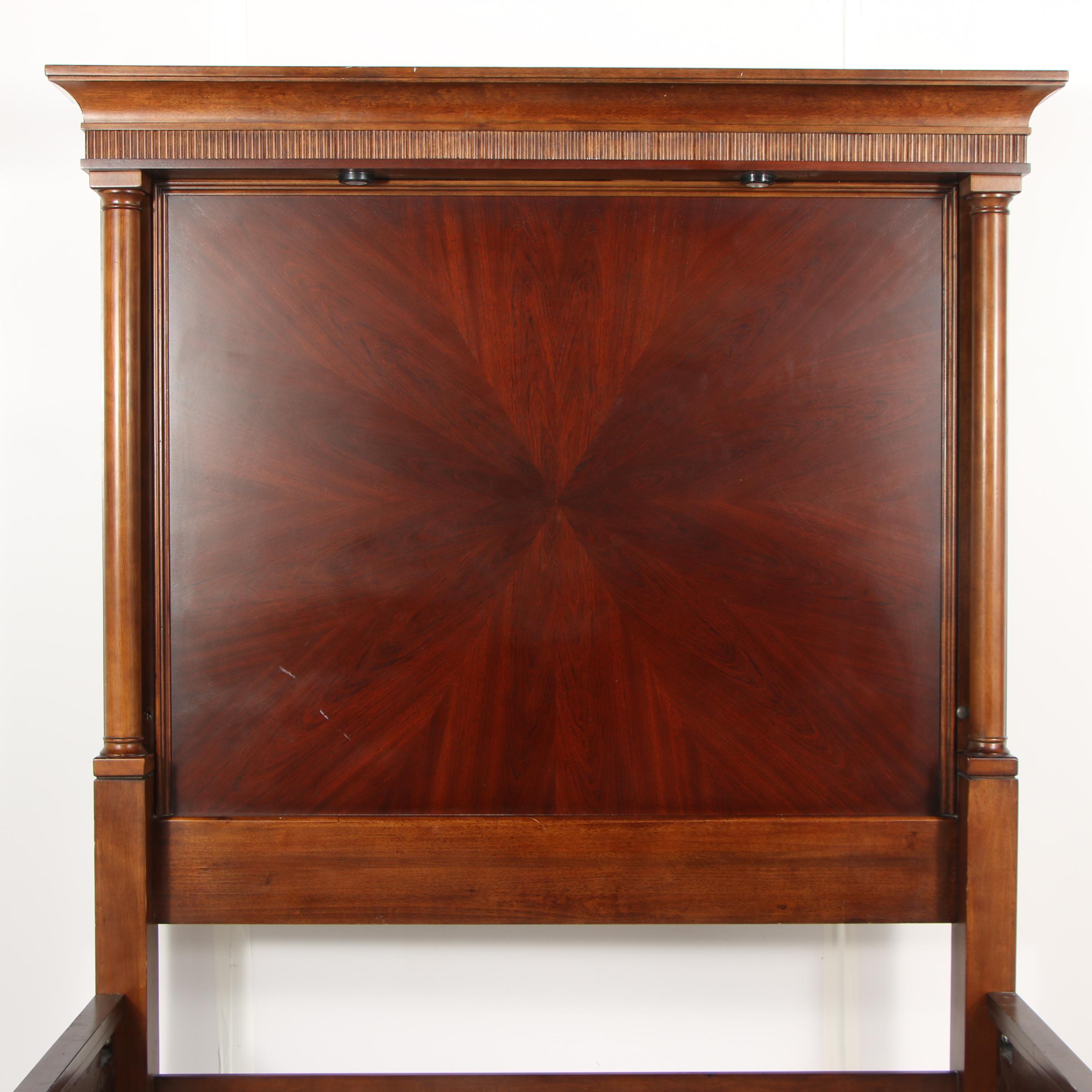 "Opus XIX" Walnut and Mahogany King Size Illuminated Bed Frame, Late 20th Cent.