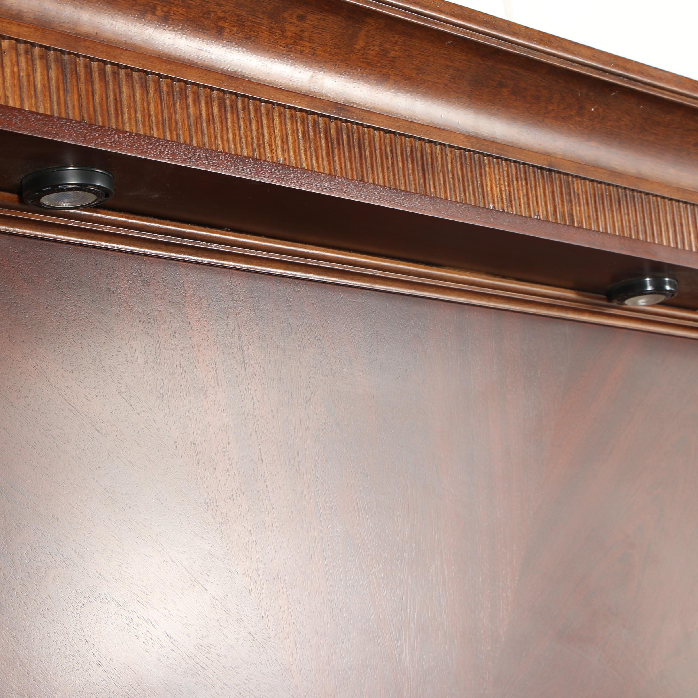 "Opus XIX" Walnut and Mahogany King Size Illuminated Bed Frame, Late 20th Cent.