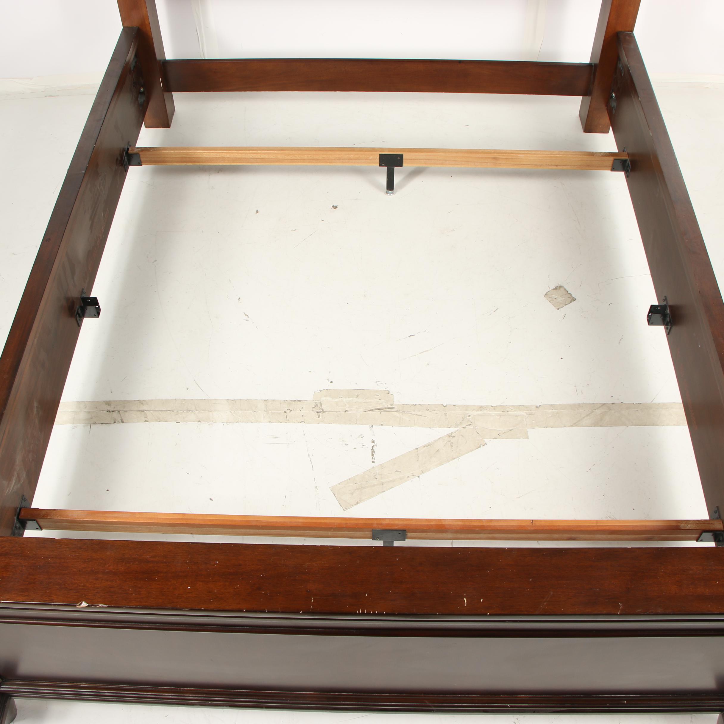 "Opus XIX" Walnut and Mahogany King Size Illuminated Bed Frame, Late 20th Cent.