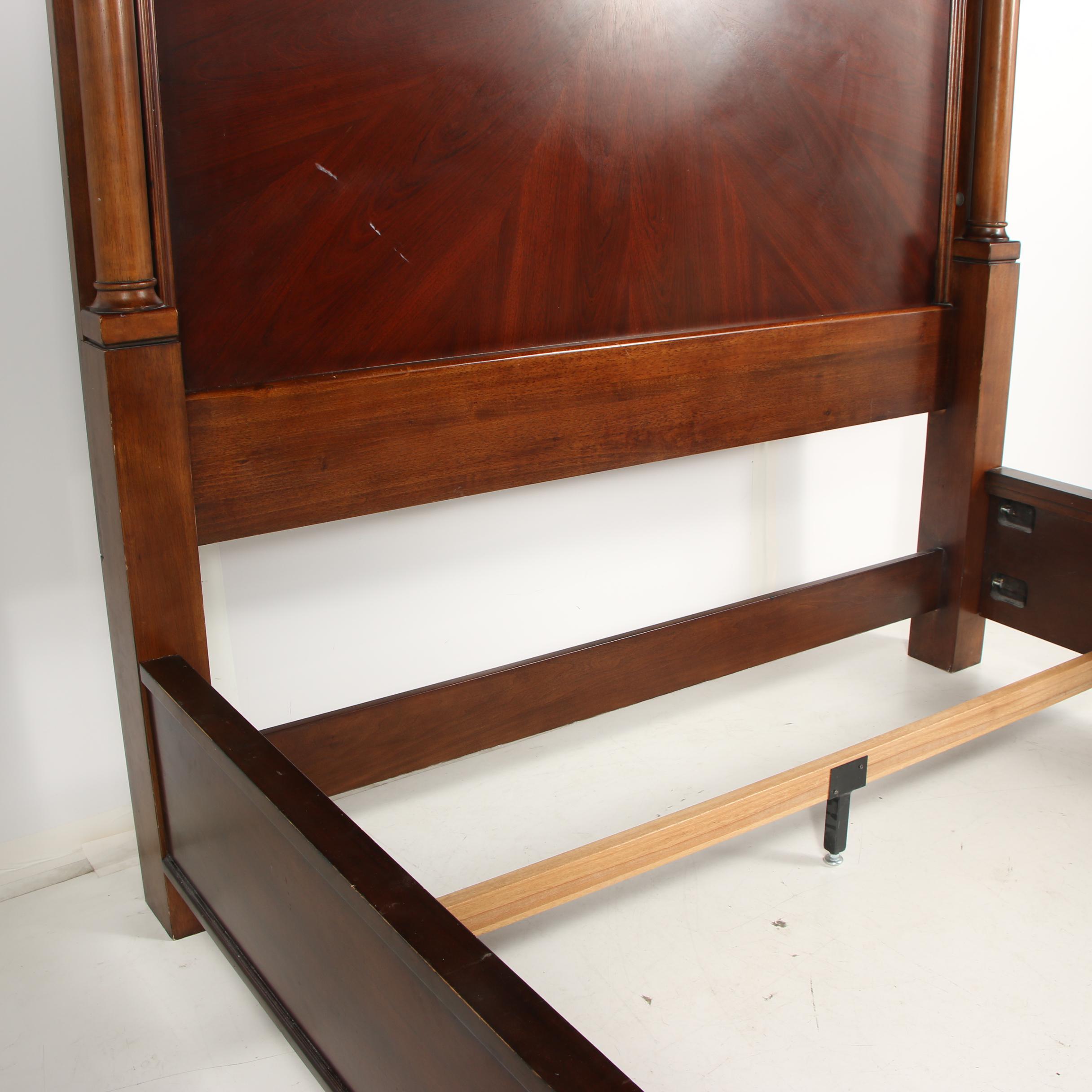 "Opus XIX" Walnut and Mahogany King Size Illuminated Bed Frame, Late 20th Cent.