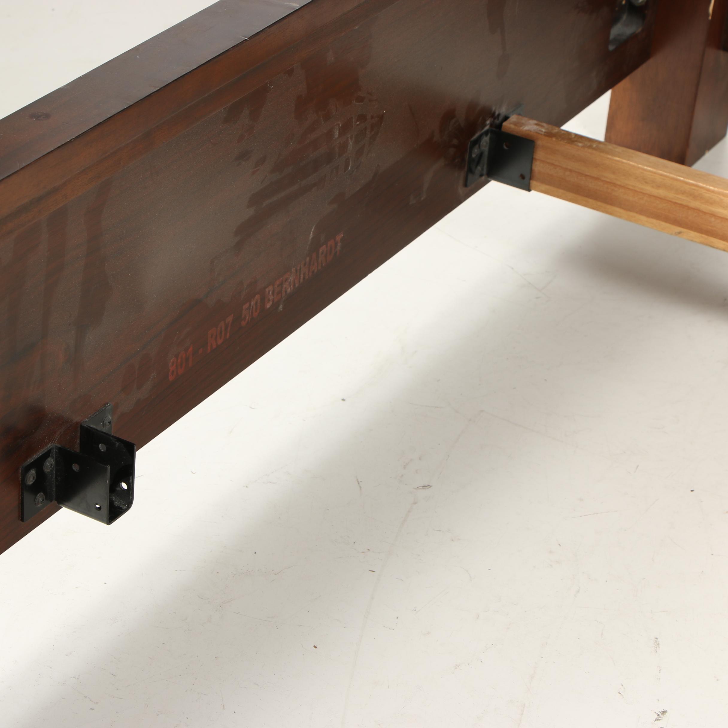 "Opus XIX" Walnut and Mahogany King Size Illuminated Bed Frame, Late 20th Cent.