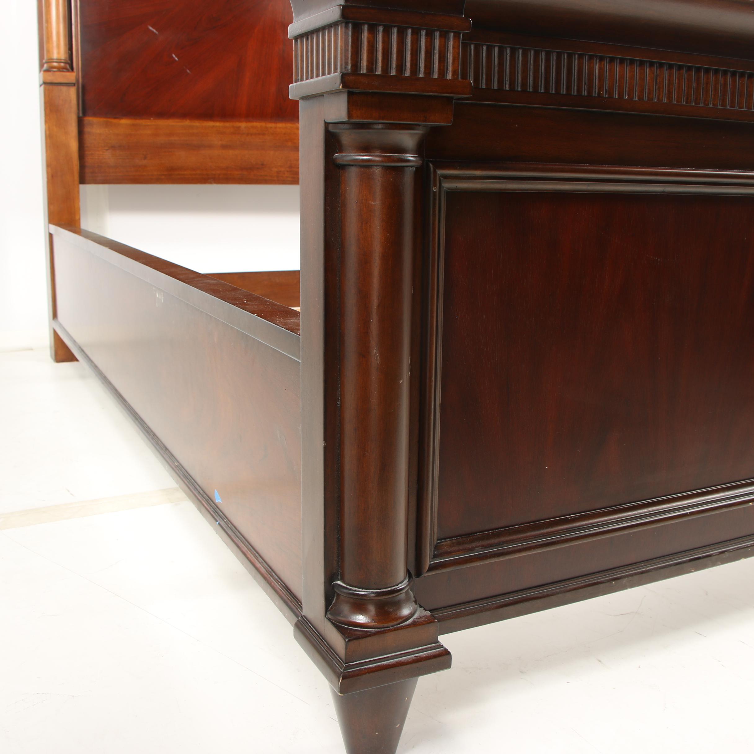 "Opus XIX" Walnut and Mahogany King Size Illuminated Bed Frame, Late 20th Cent.
