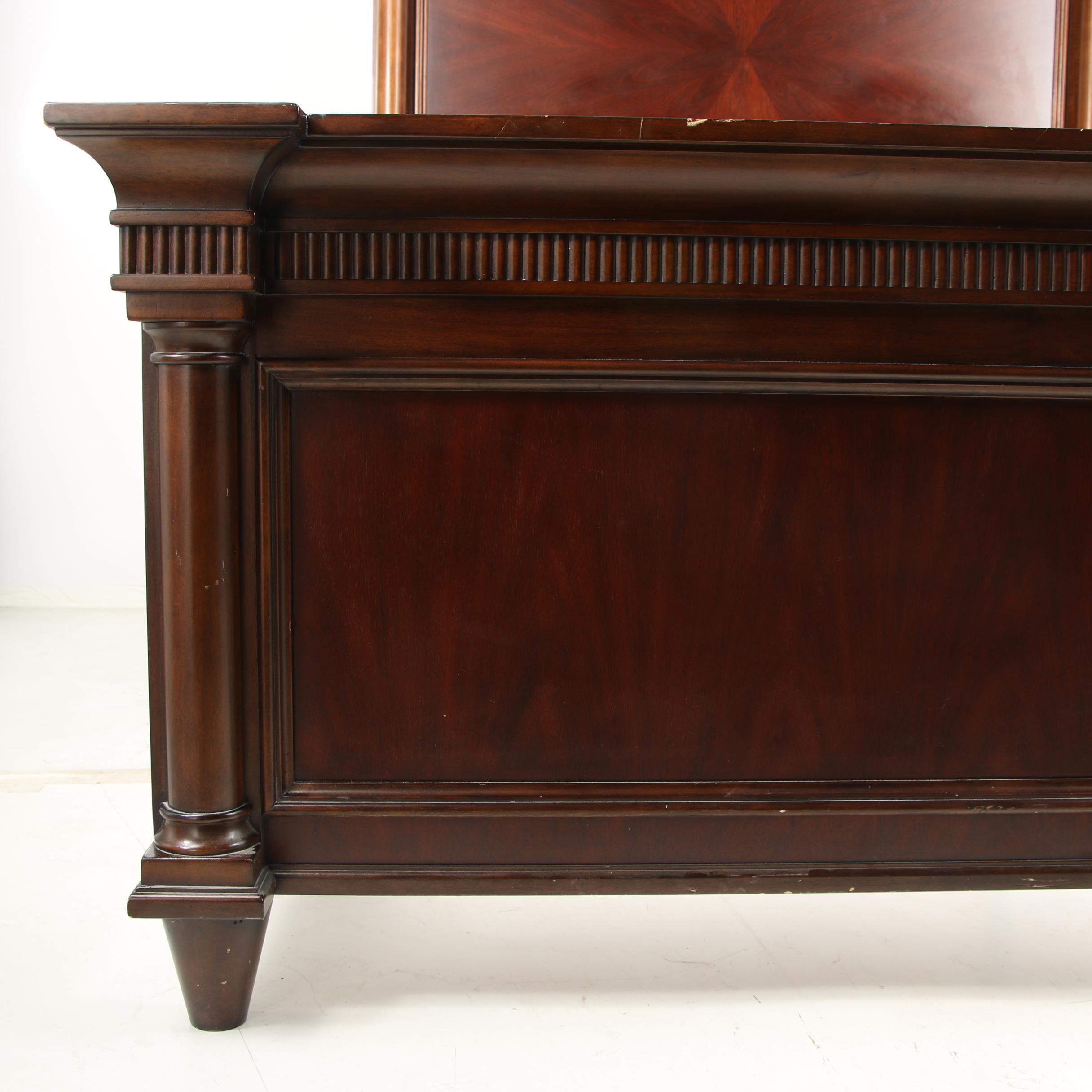 "Opus XIX" Walnut and Mahogany King Size Illuminated Bed Frame, Late 20th Cent.