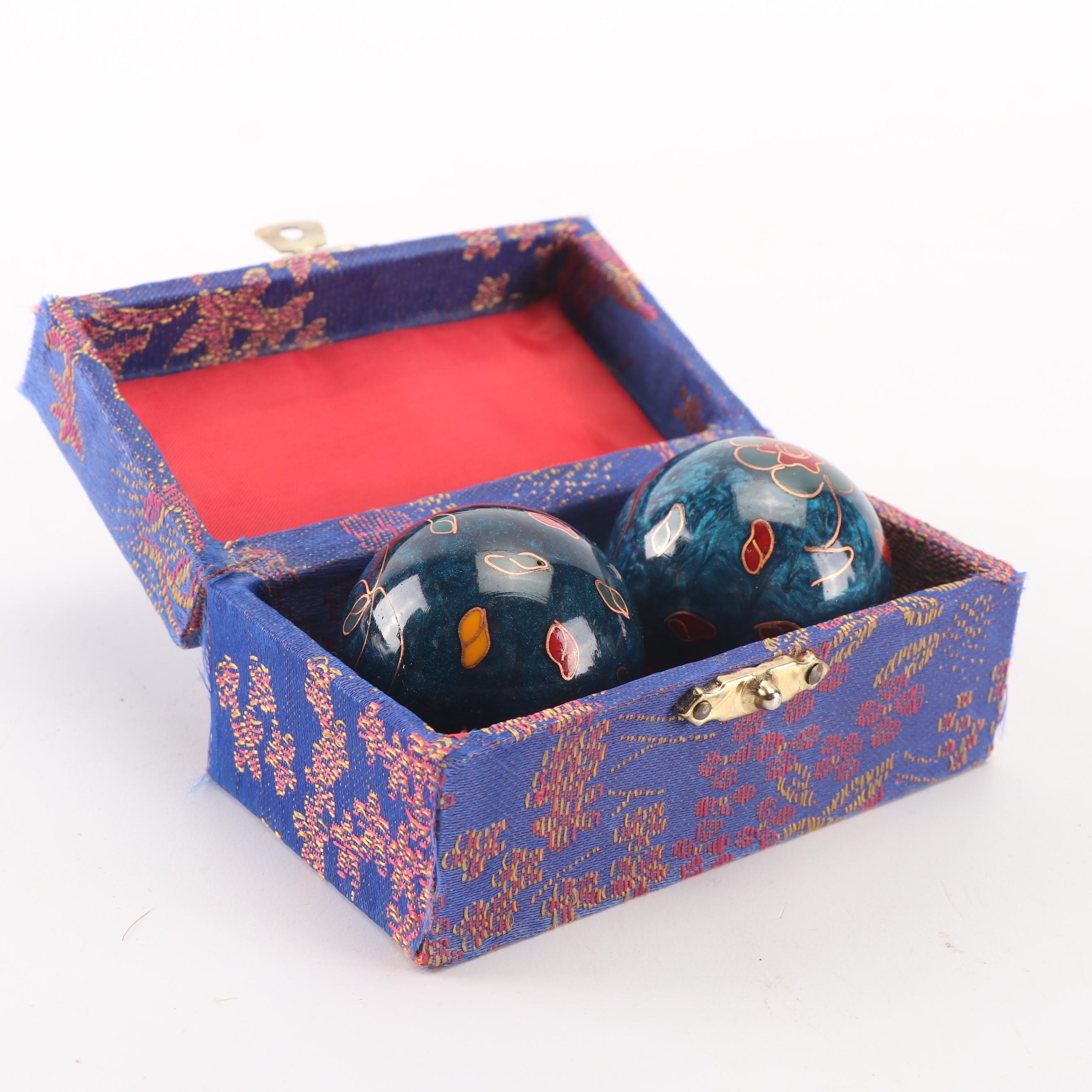 Chinese Cloisonné Vase and Baoding Balls