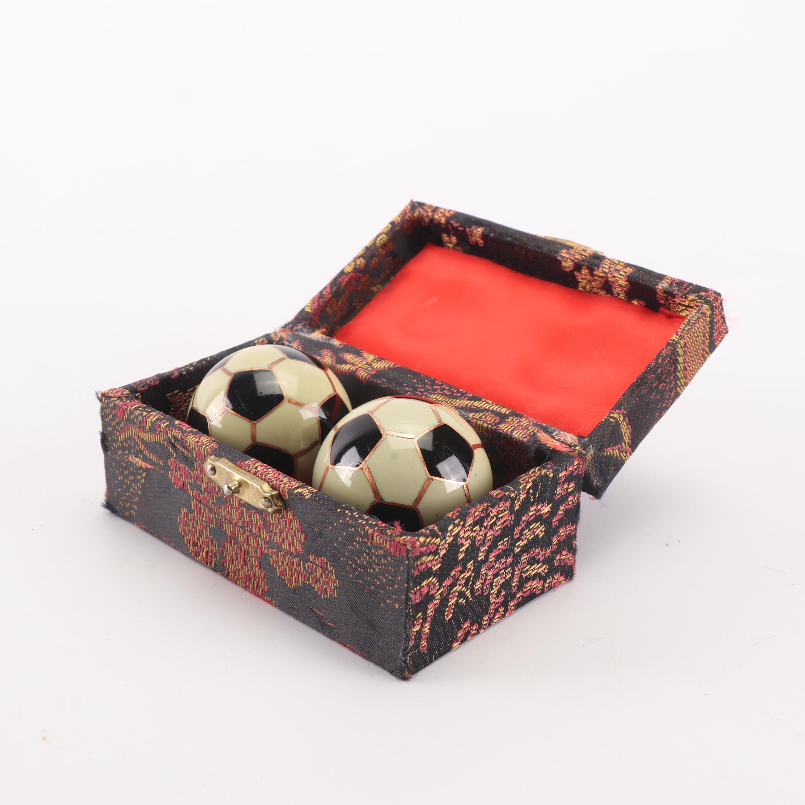 Chinese Cloisonné Vase and Baoding Balls