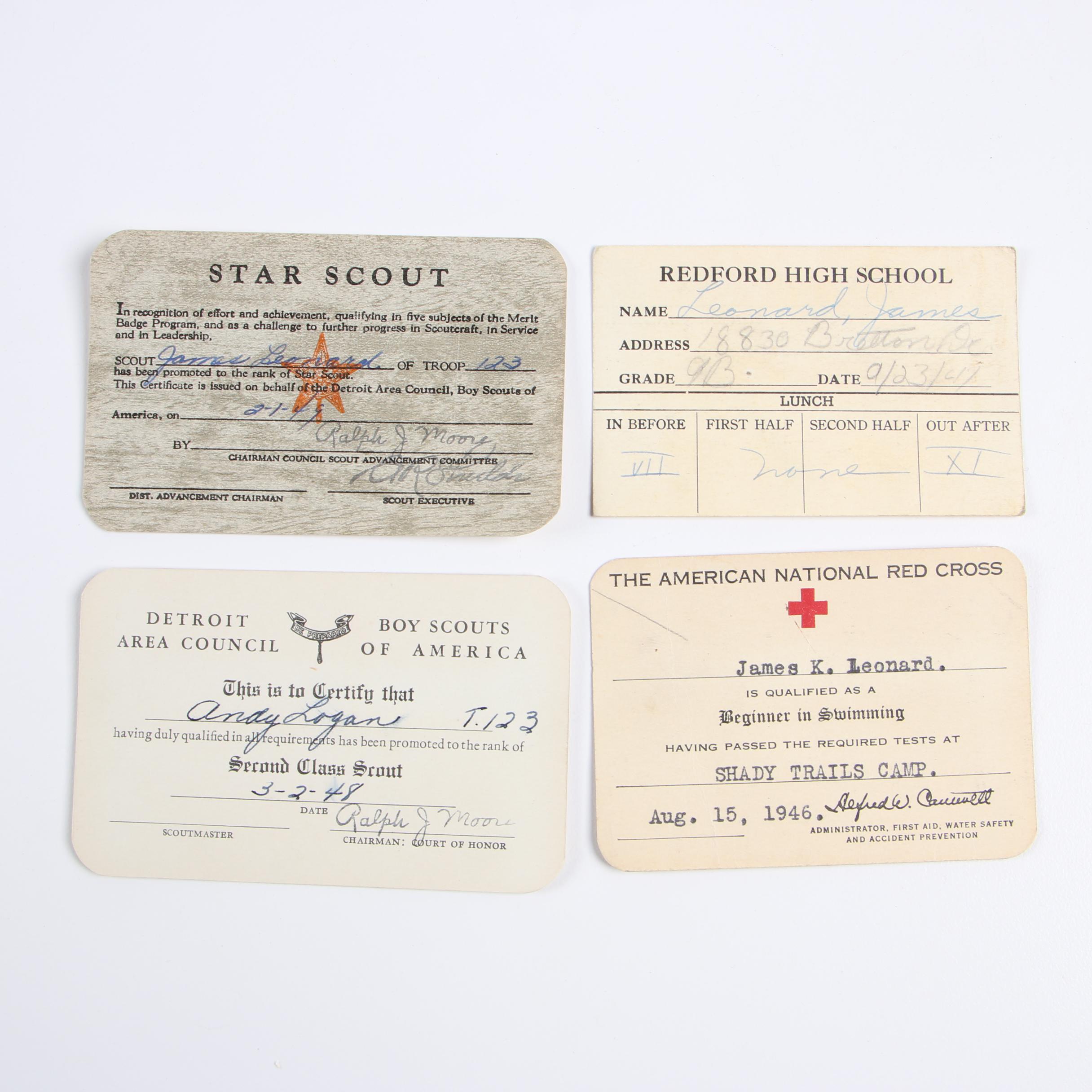 Boy Scout Merit Badge Handbooks and Membership Cards, 1940s