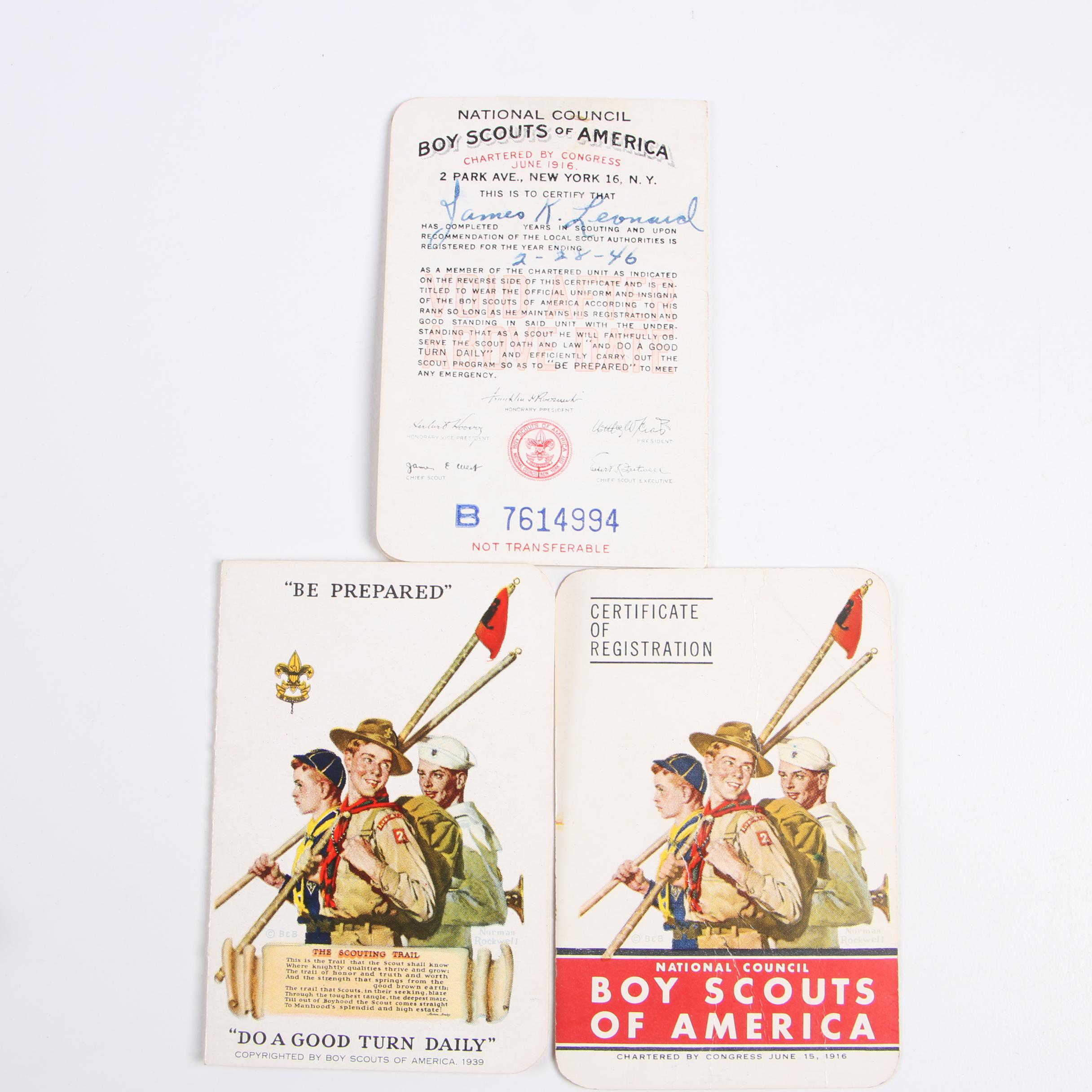 Boy Scout Merit Badge Handbooks and Membership Cards, 1940s