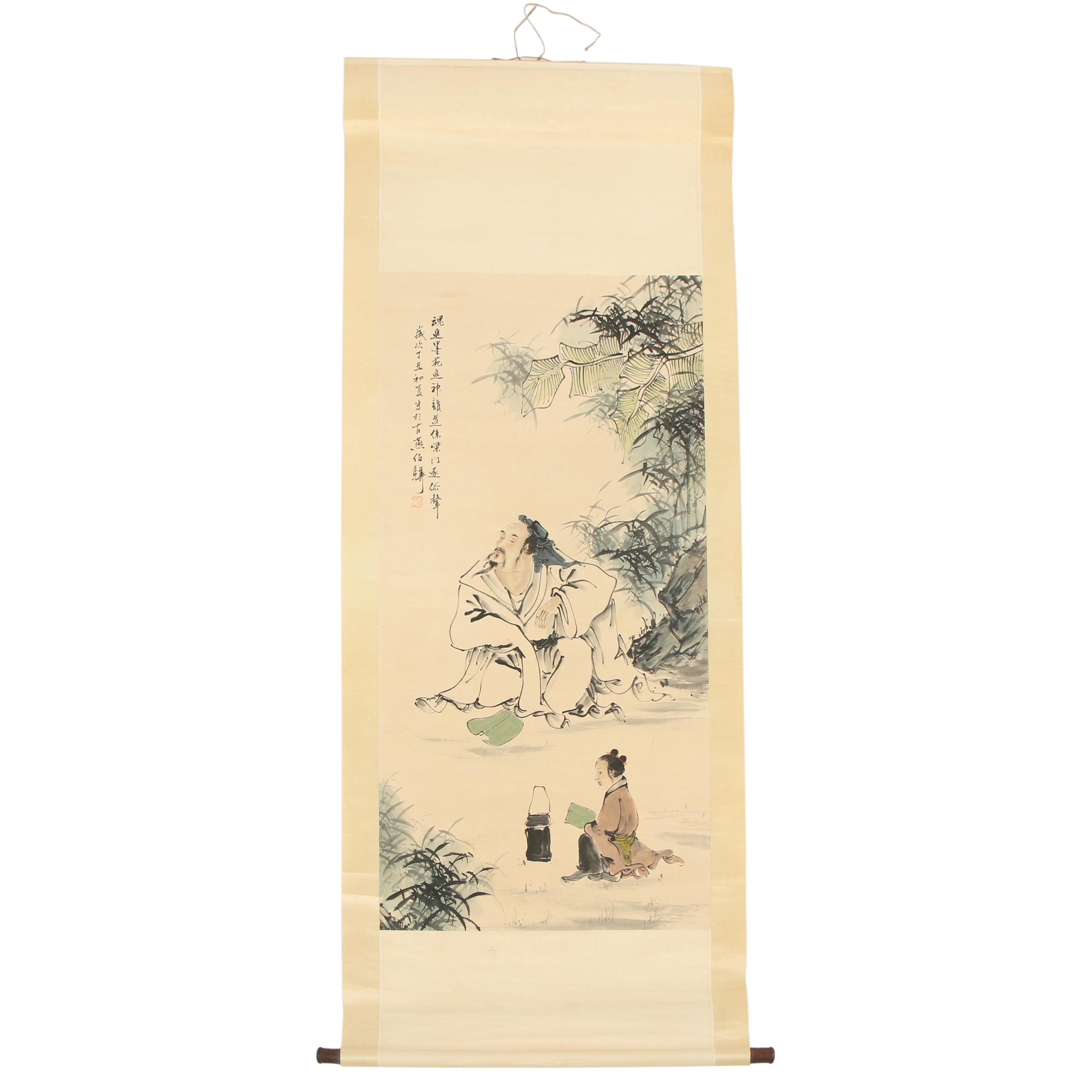 Bai Bohua Ink and Watercolor Hanging Scroll