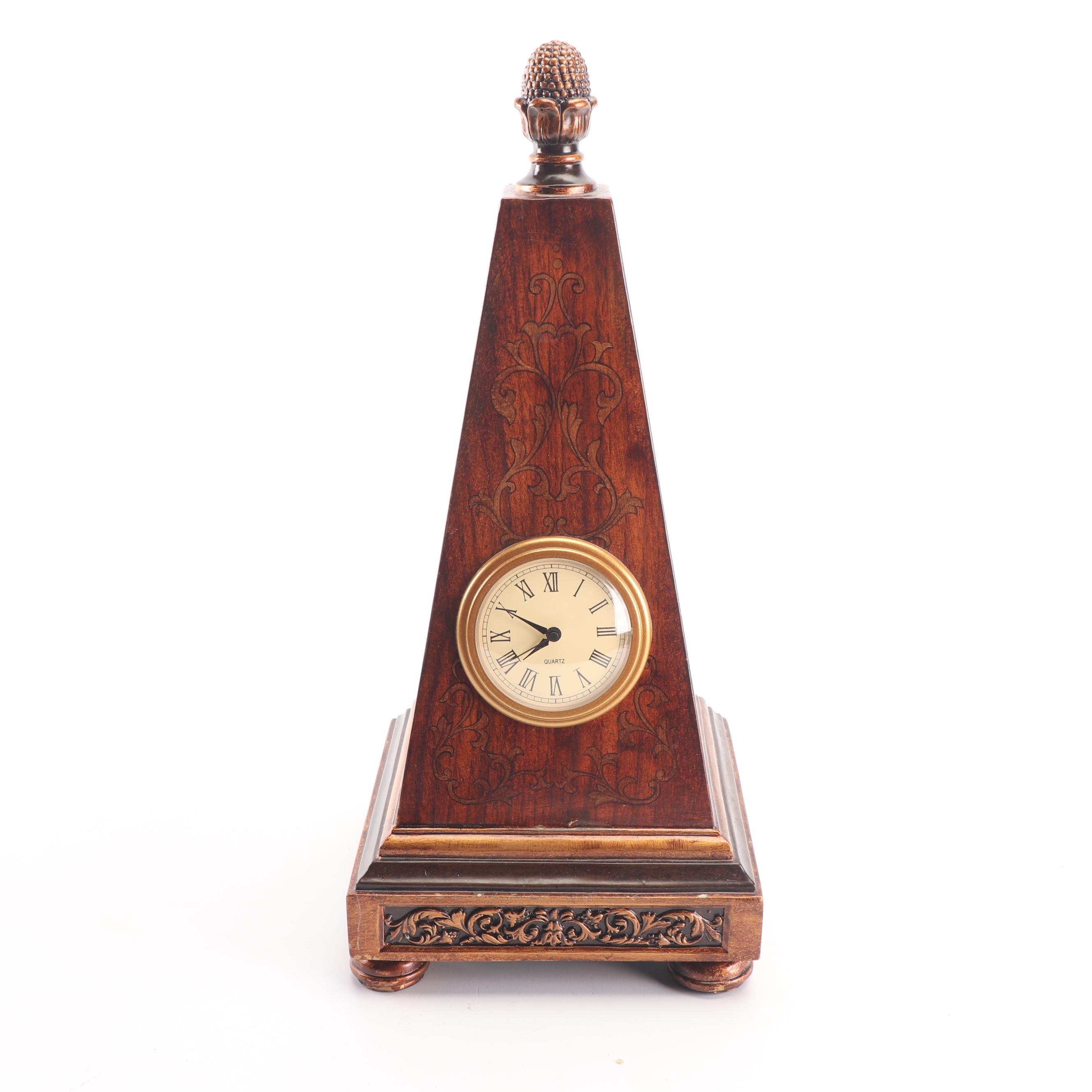 Lion's Head Bookend Pair with Wooden Obelisk Desk Clock and Other Office Décor