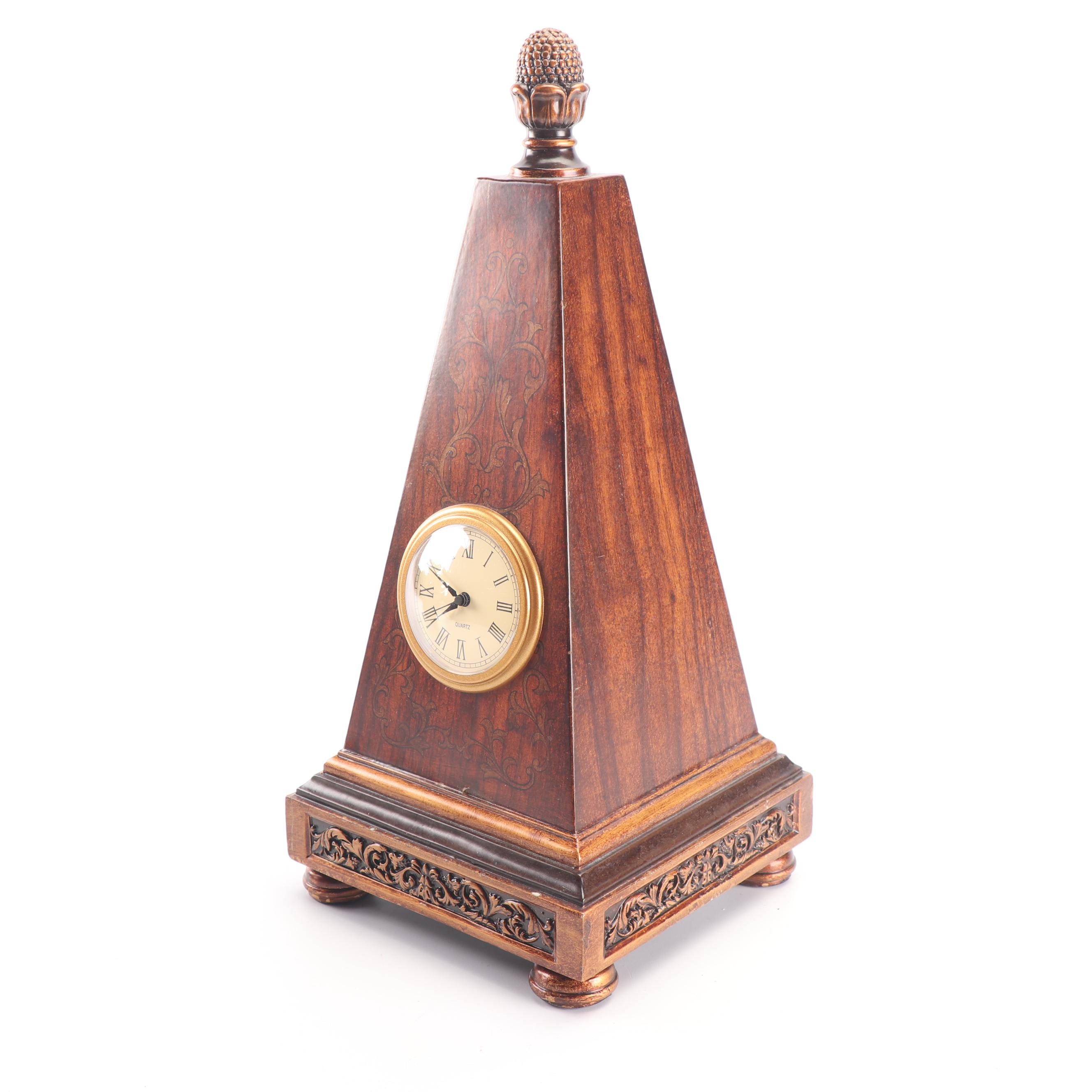 Lion's Head Bookend Pair with Wooden Obelisk Desk Clock and Other Office Décor