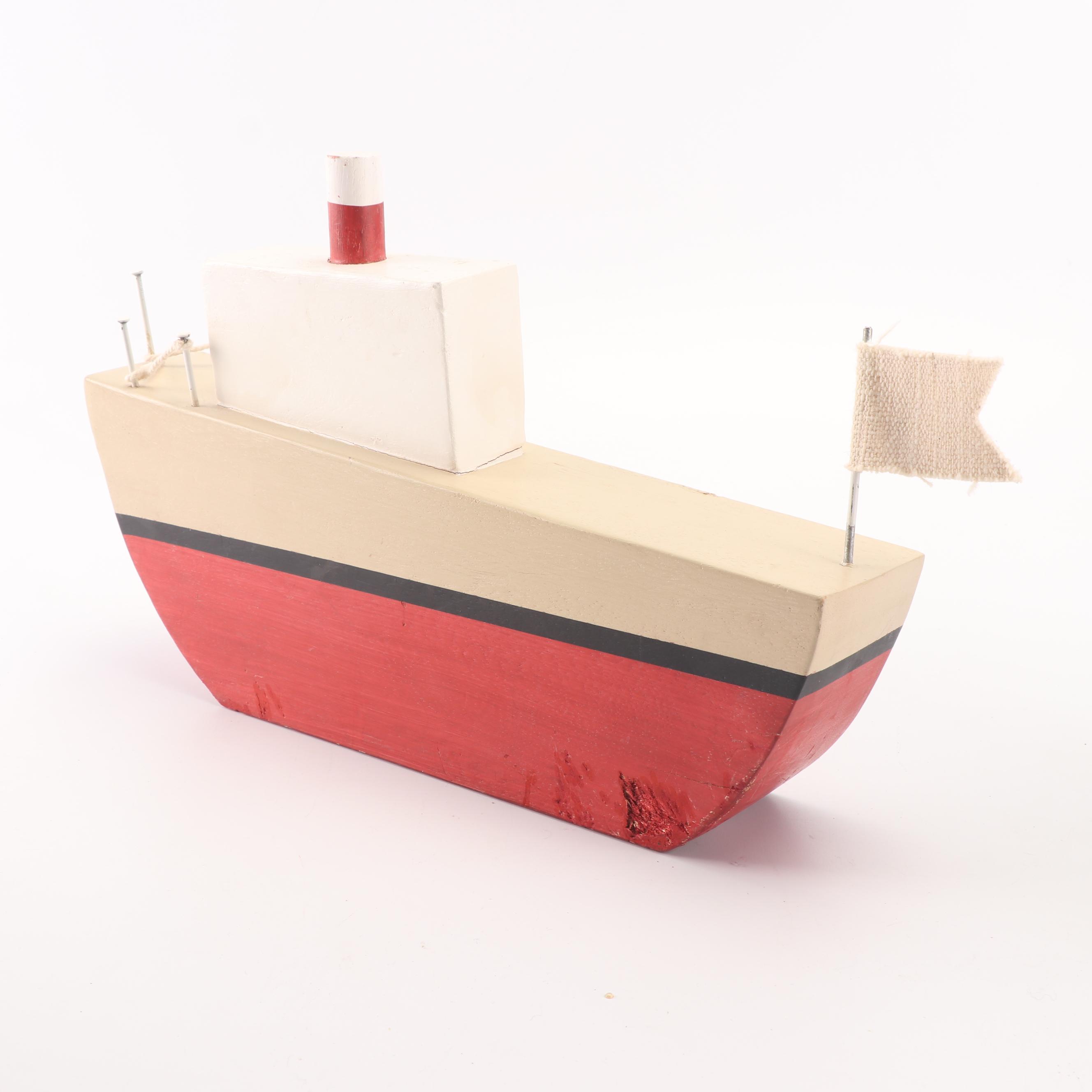 Handcrafted Wooden Ship Figurines