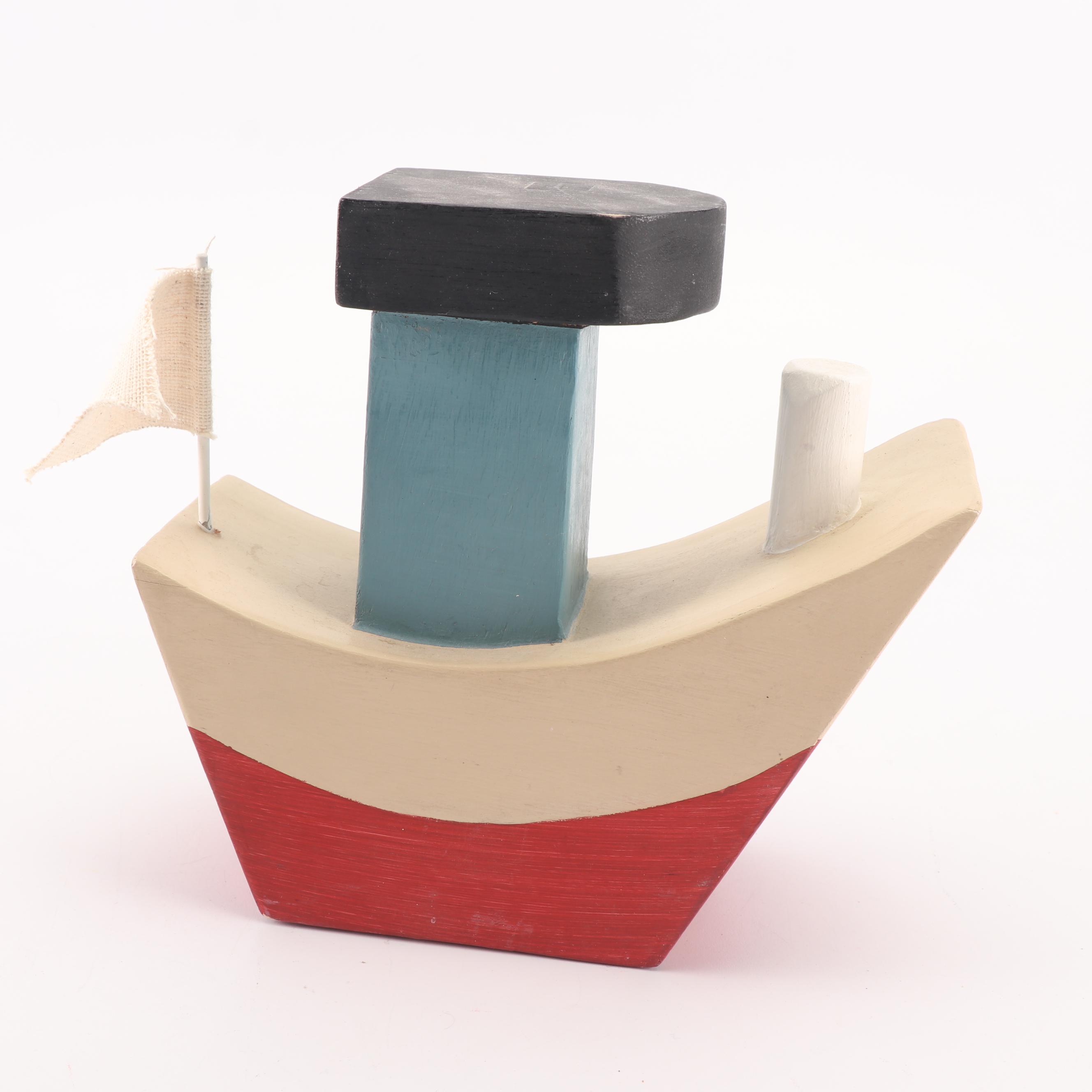 Handcrafted Wooden Ship Figurines