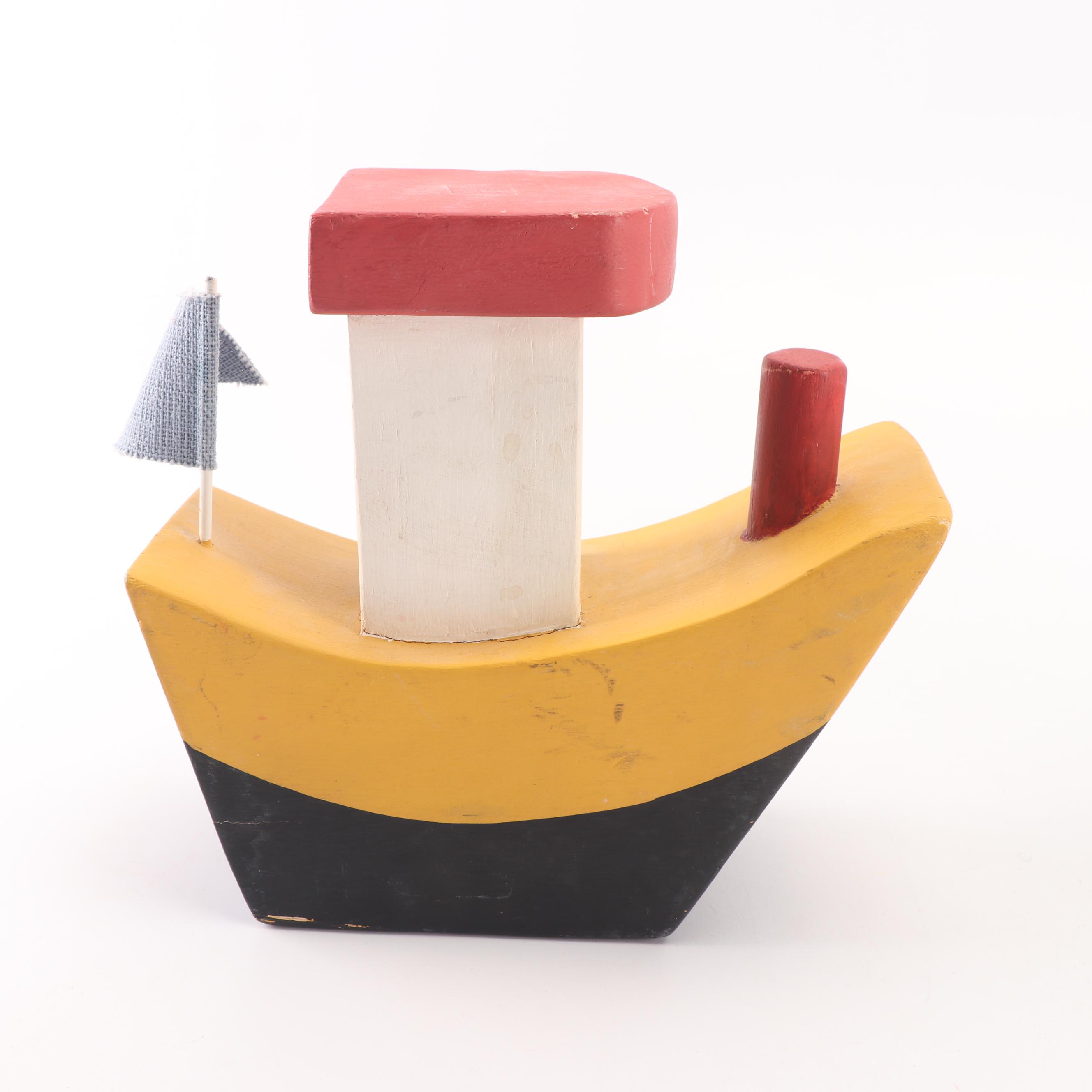 Handcrafted Wooden Ship Figurines