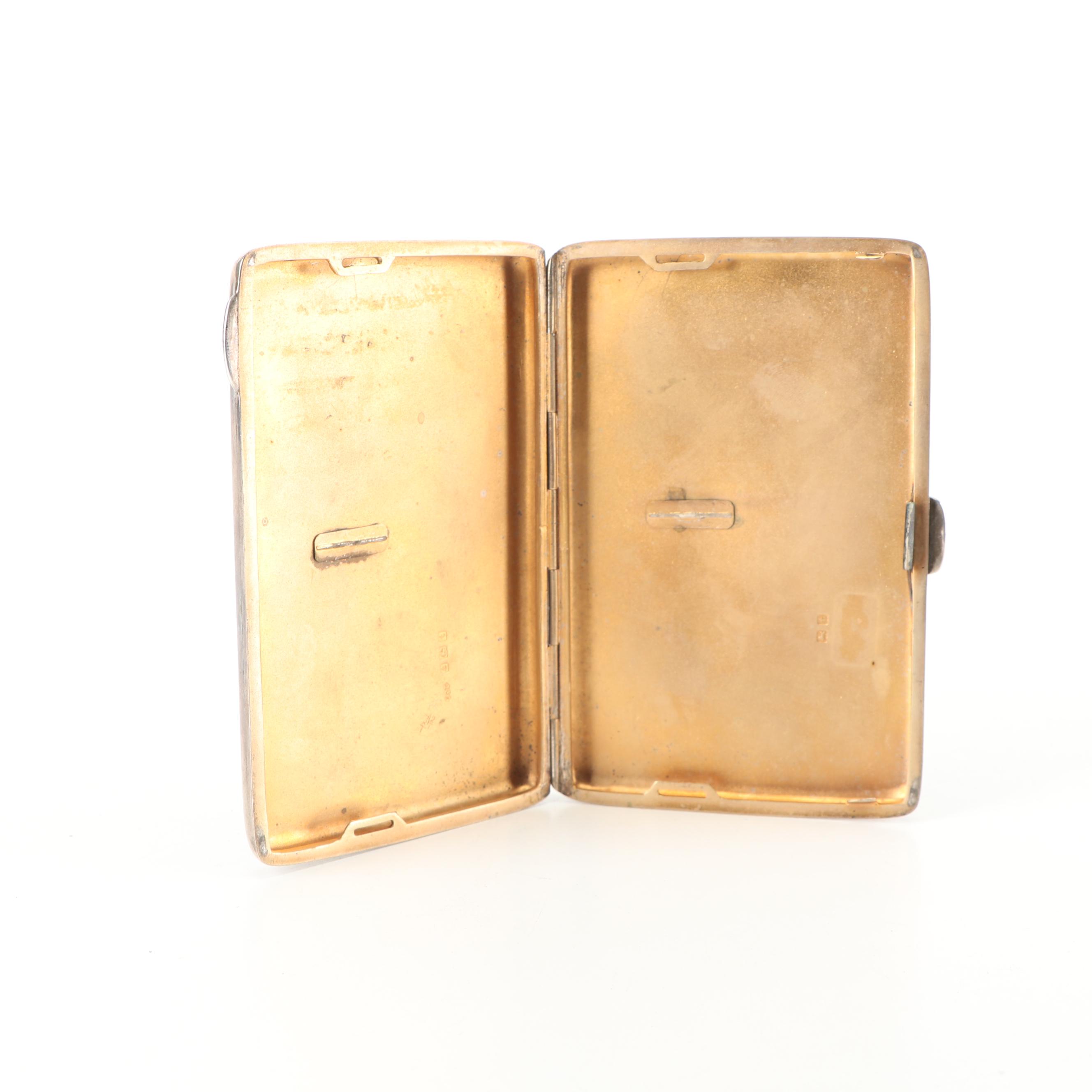 Smith & Bartlam English Sterling Silver Cigarette Case, 1918