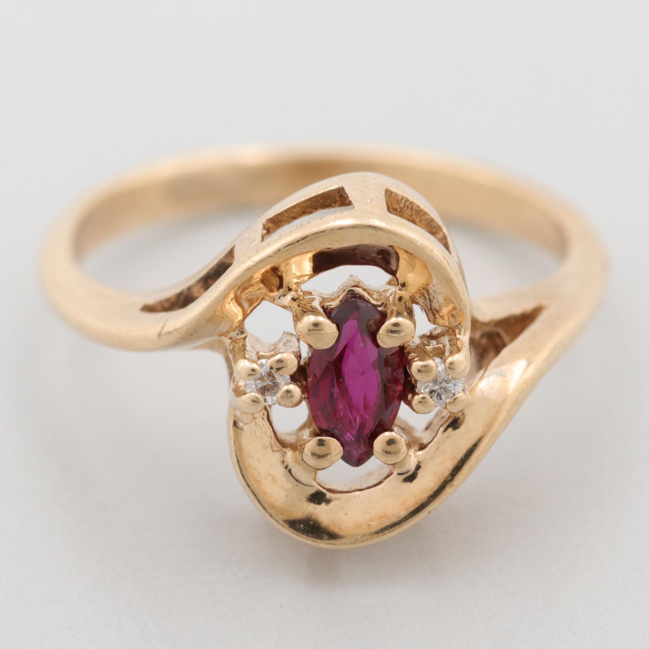 14K Yellow Gold Ruby and Diamond Ring