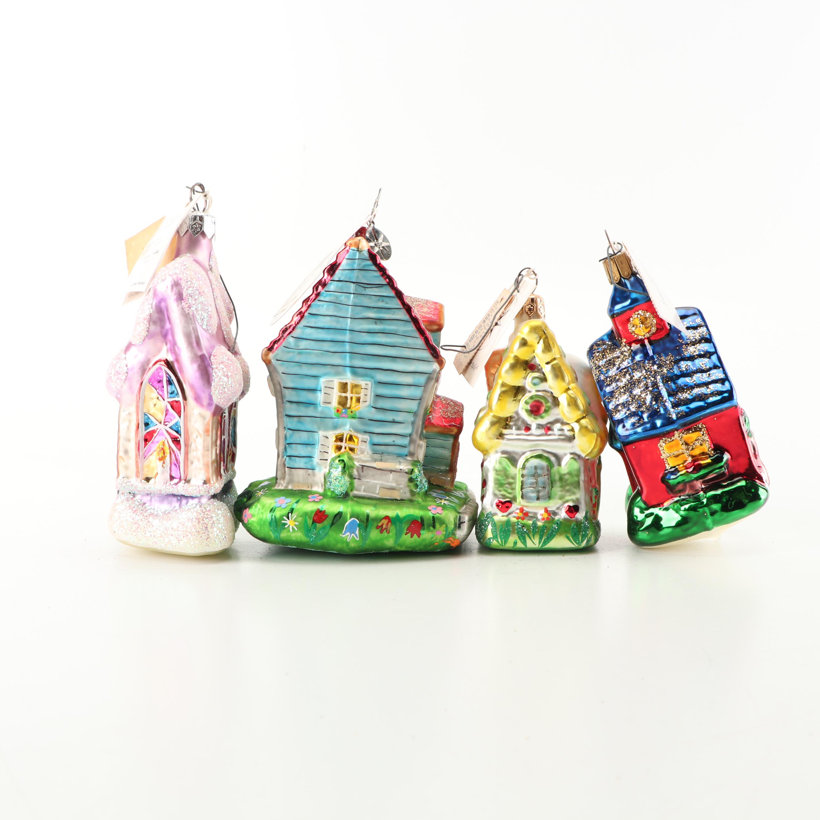 Christopher Radko Building Shaped Christmas Ornaments