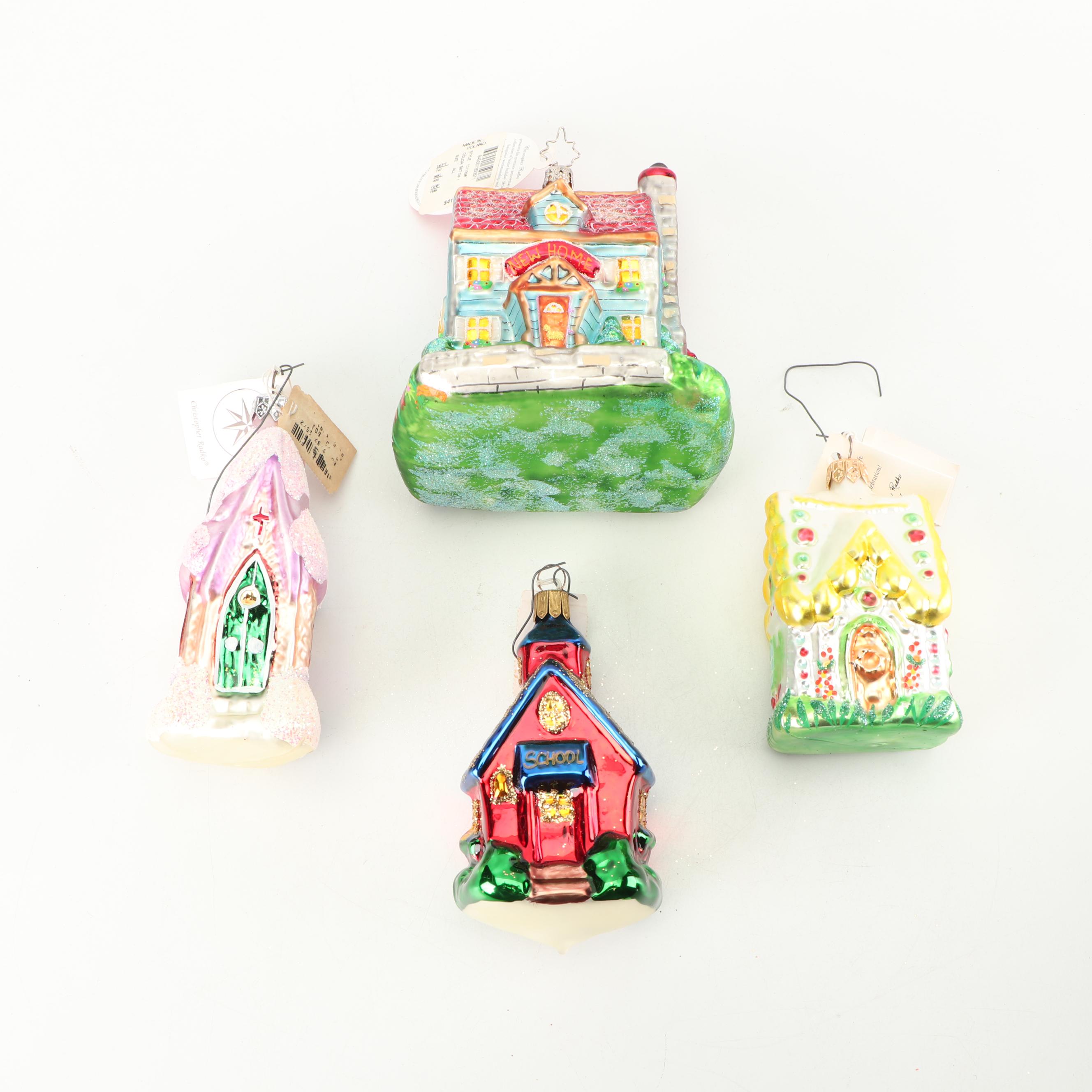 Christopher Radko Building Shaped Christmas Ornaments