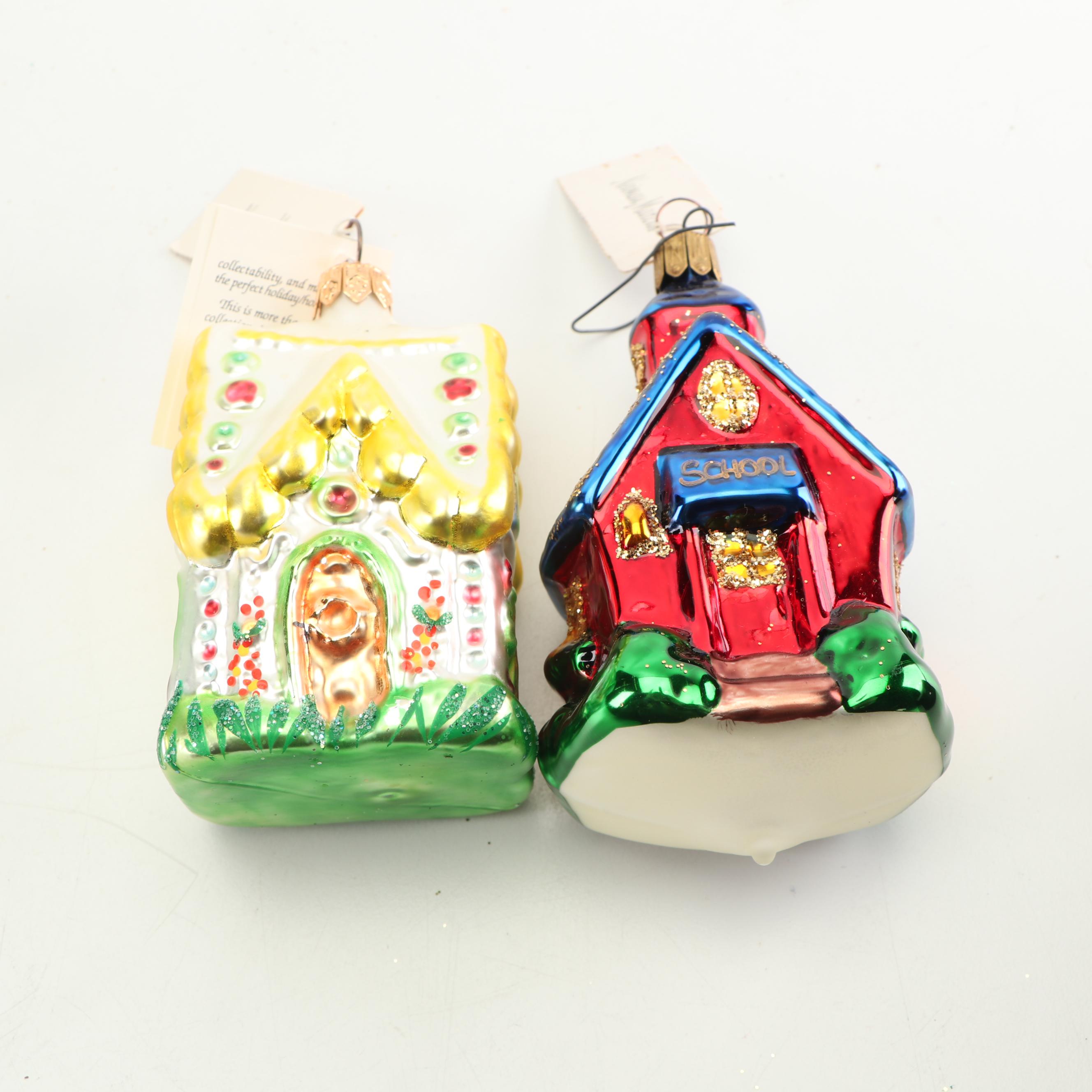 Christopher Radko Building Shaped Christmas Ornaments