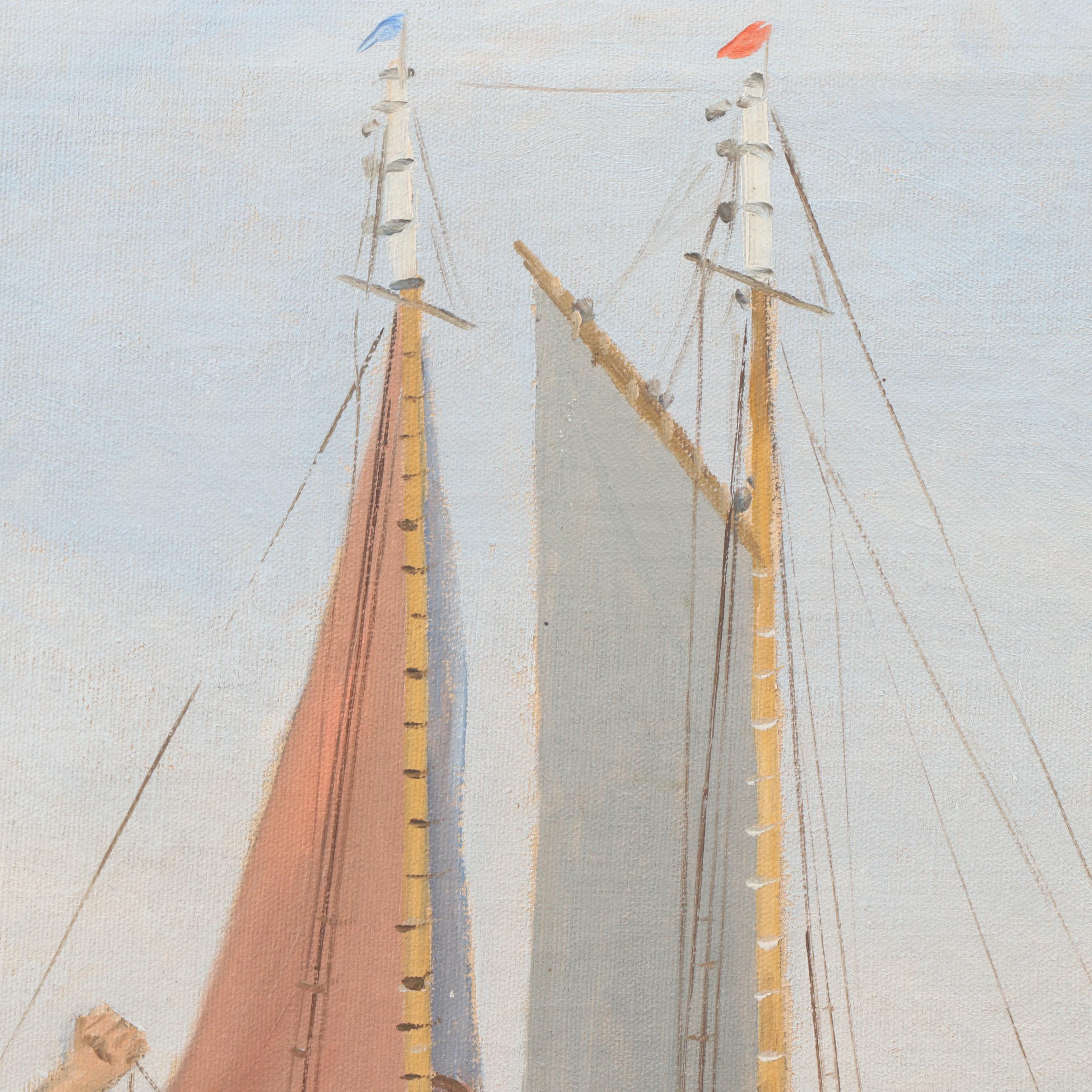 Oliver Albertson Oil Painting of Fishing Scene