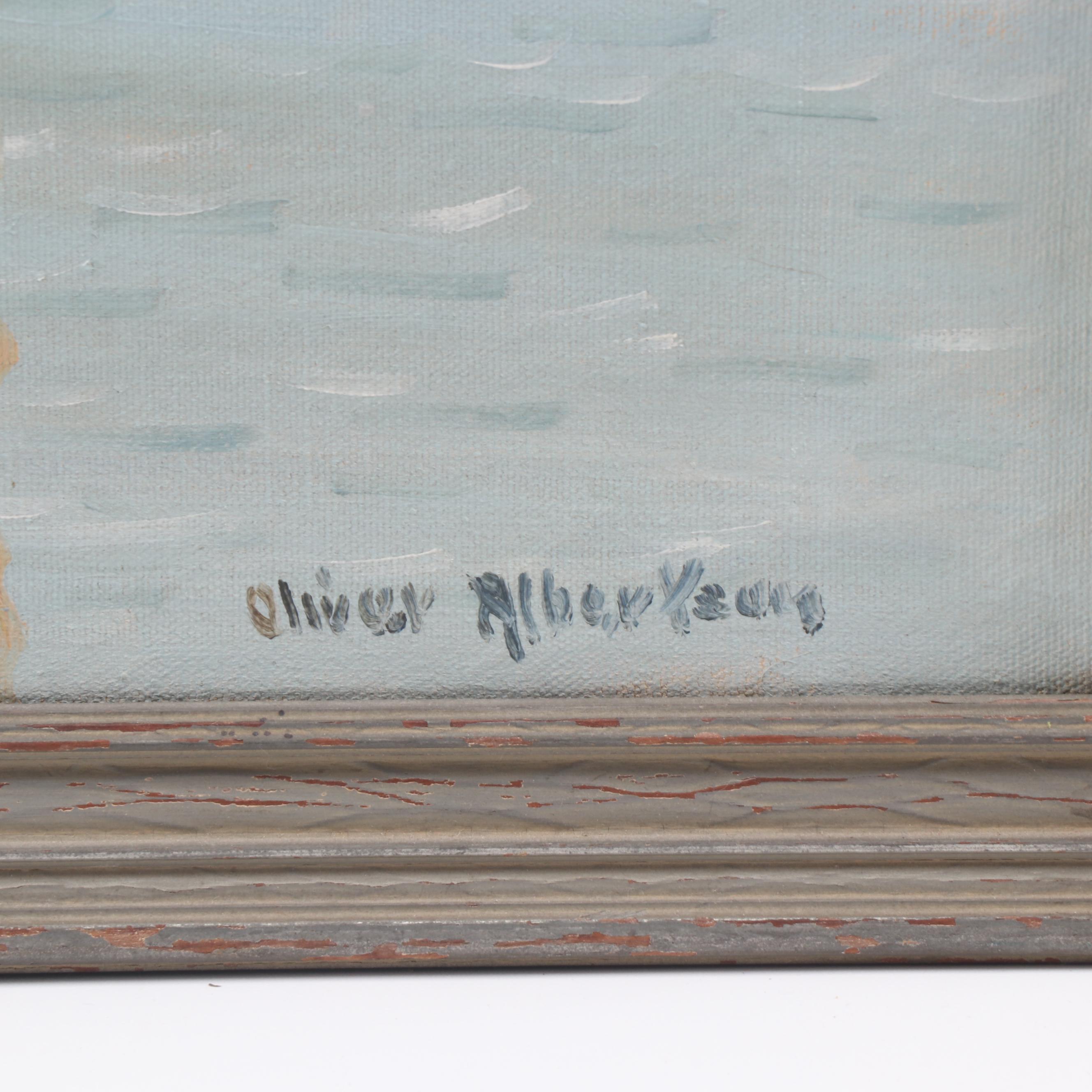 Oliver Albertson Oil Painting of Fishing Scene