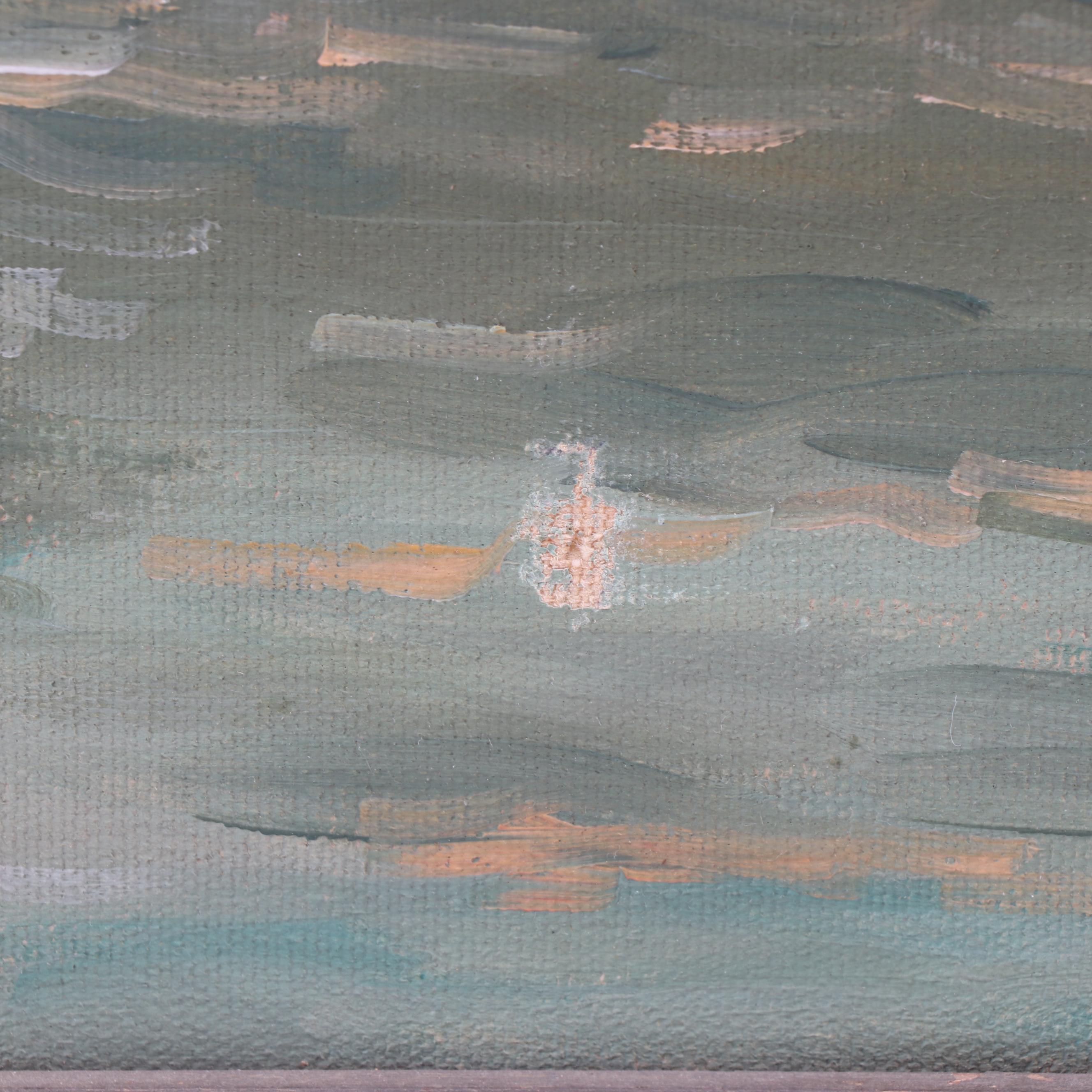 Oliver Albertson Oil Painting of Fishing Scene