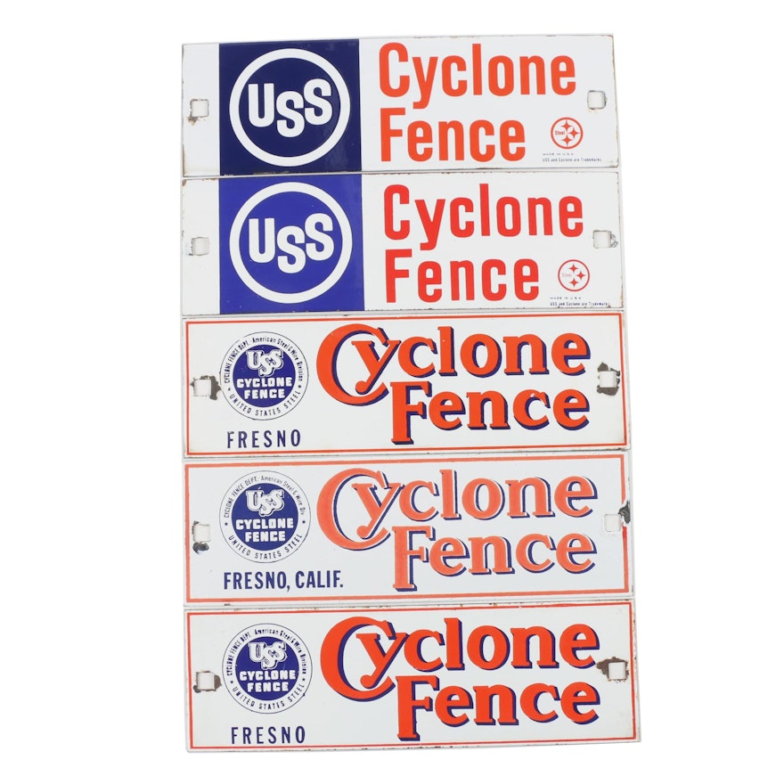 Cyclone Fence Enameled Steel Signs, 20th Century