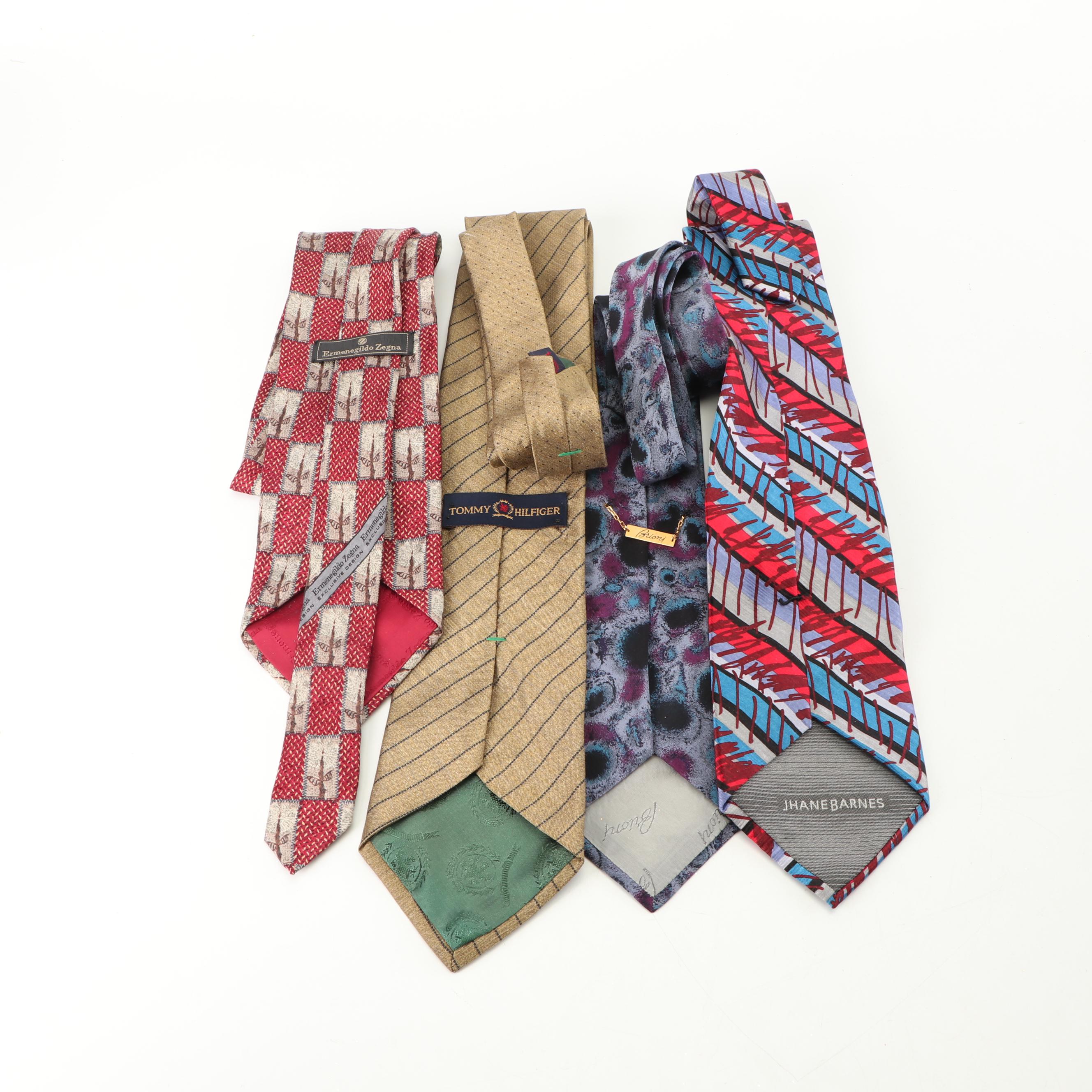 Silk Neckties Including Brioni, Ermenegildo Zegna and Calvin Klein, Vintage