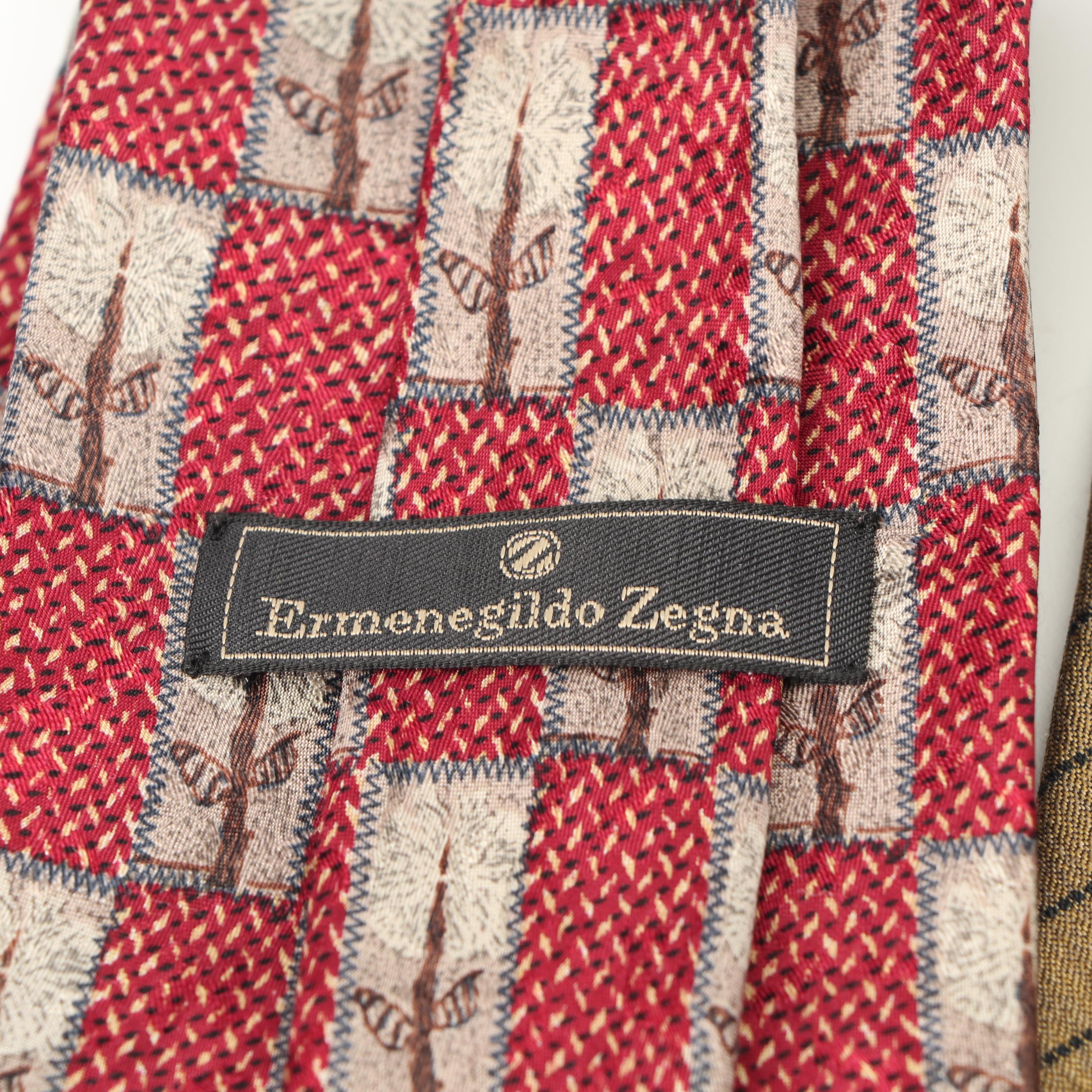 Silk Neckties Including Brioni, Ermenegildo Zegna and Calvin Klein, Vintage