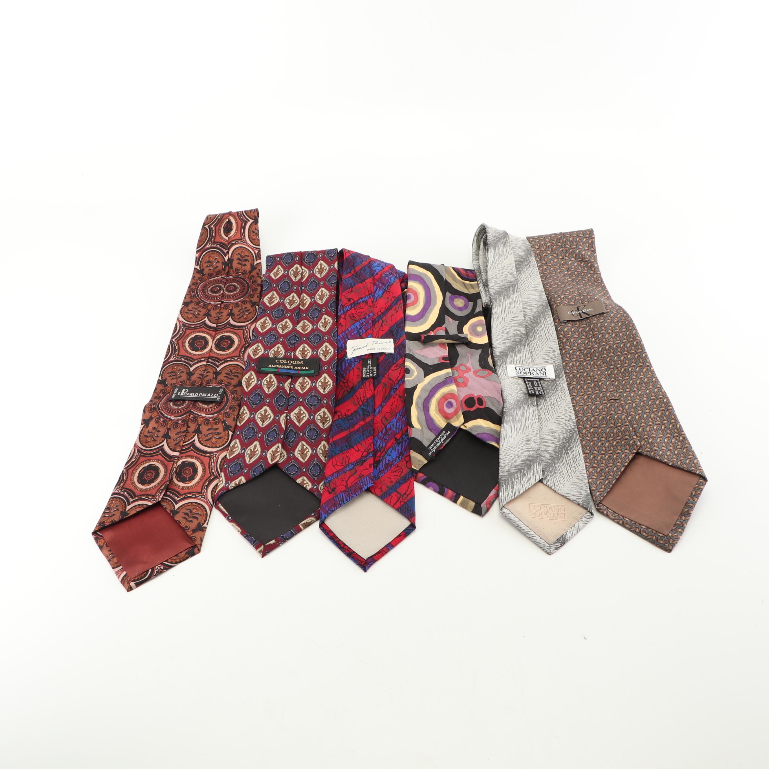 Silk Neckties Including Brioni, Ermenegildo Zegna and Calvin Klein, Vintage