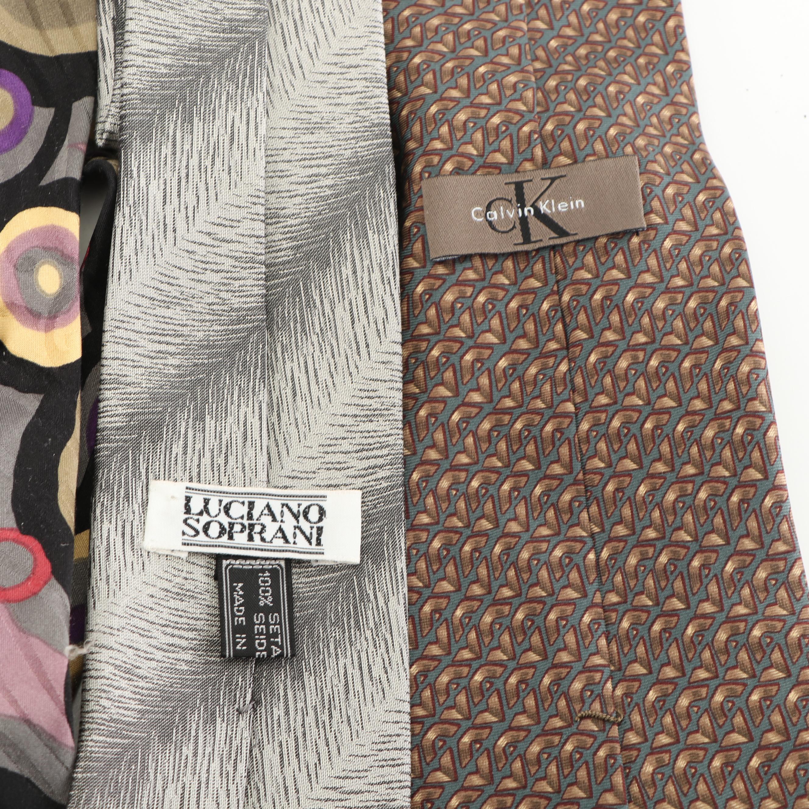 Silk Neckties Including Brioni, Ermenegildo Zegna and Calvin Klein, Vintage