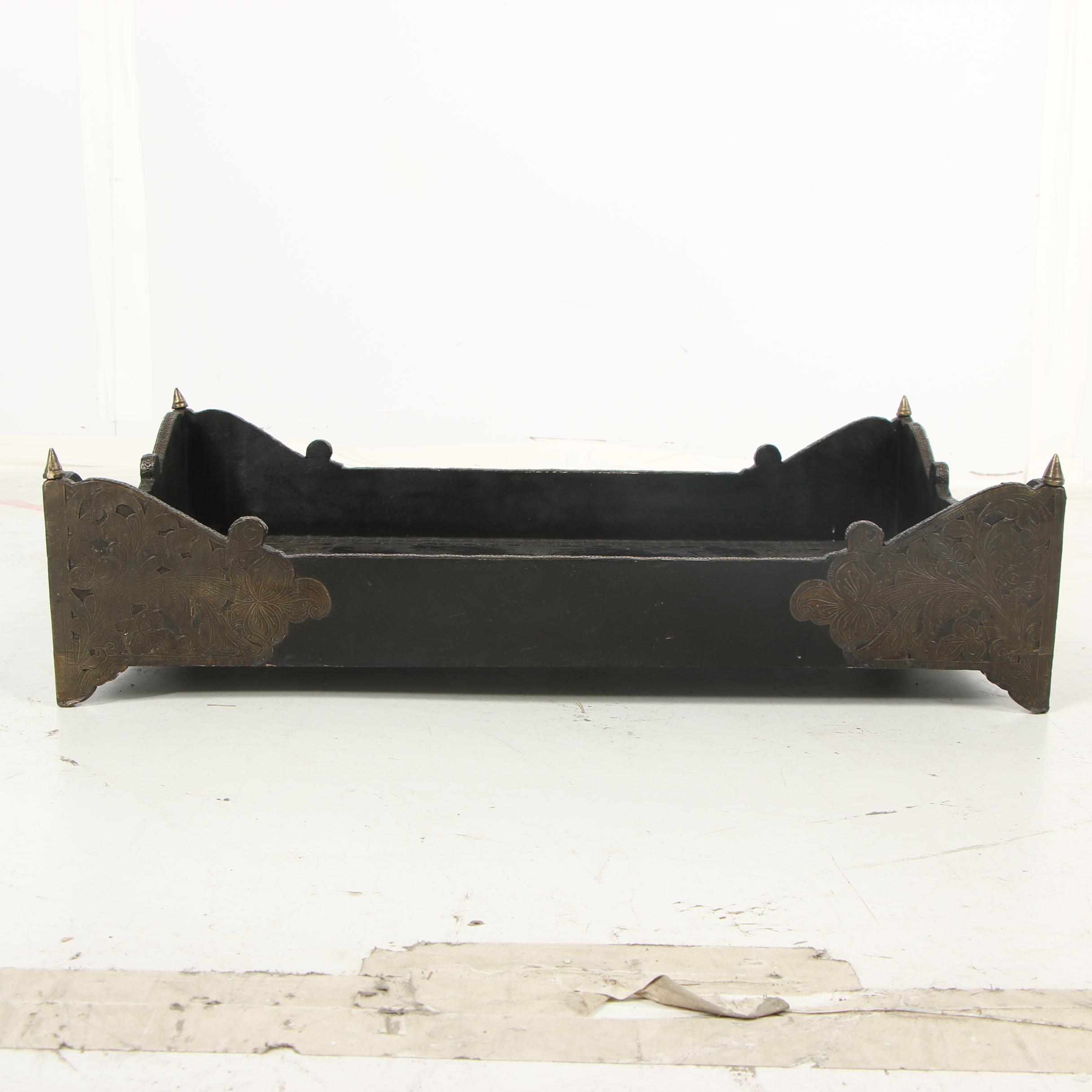 Decorative Coffee Table Tray with Engraved Metal Accents