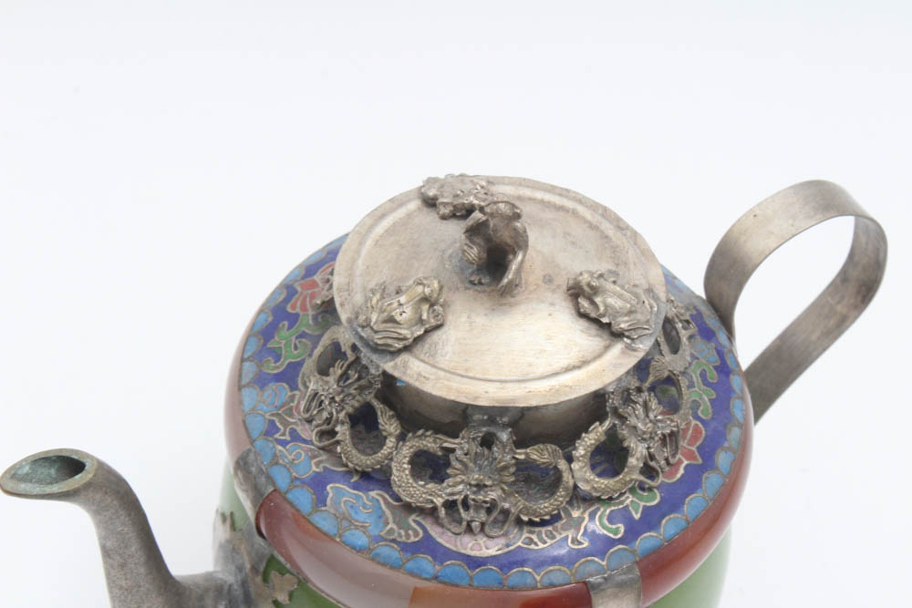 Sino-Tibetan Stone and Metal Teapot