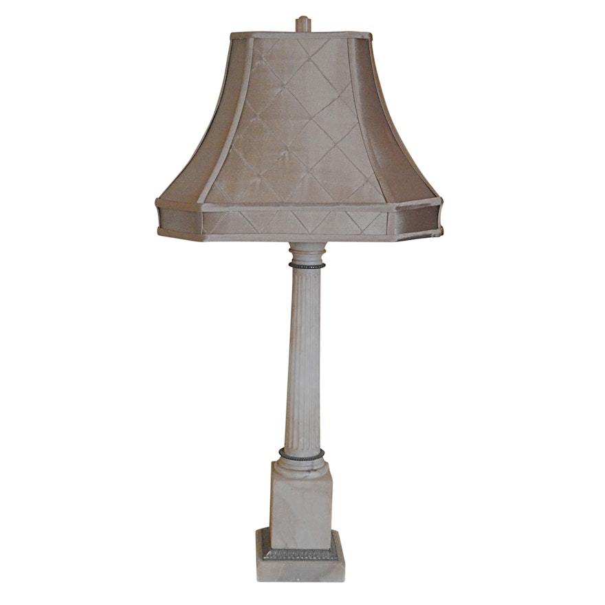 Neoclassical Style Marble Table Lamp with Shade