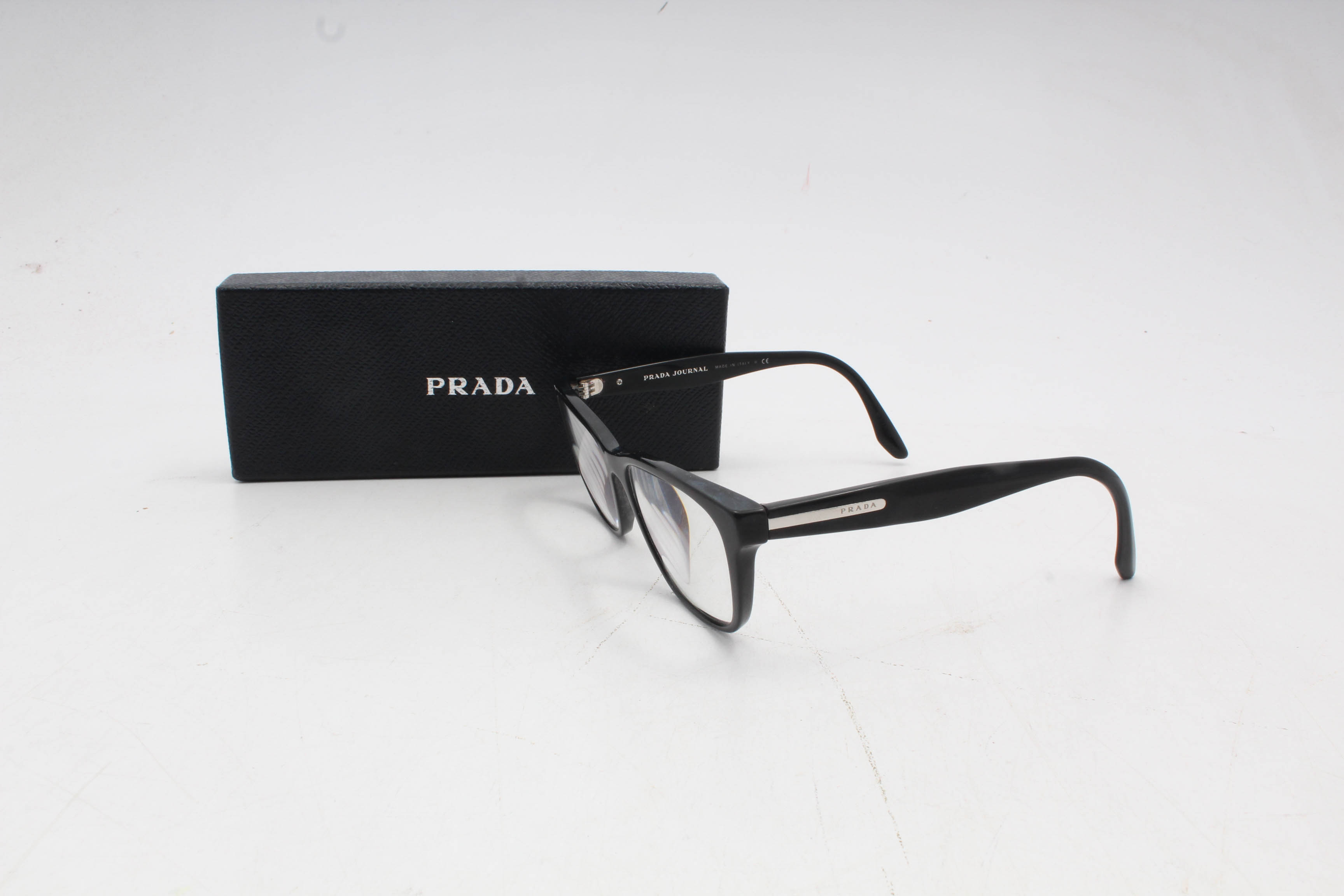 Prada Journal VPR 04T Black Eyeglasses with Case and Box, Made in Italy